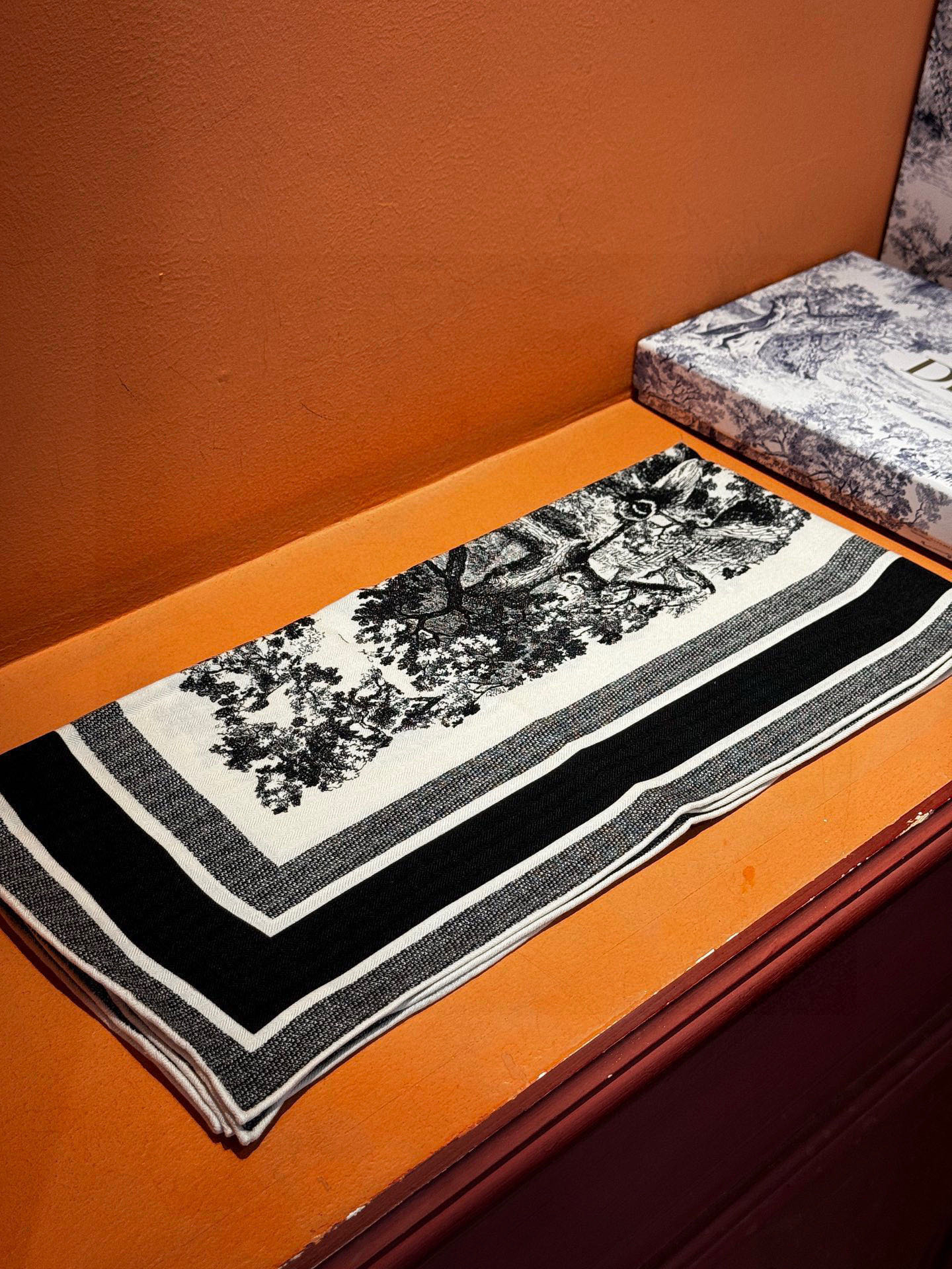 上新❤️ 𝐃𝐈𝐎𝐑 2025早春新款 《茹伊丛手绘方巾》size：110x110 cm 【双面同色丝绒方