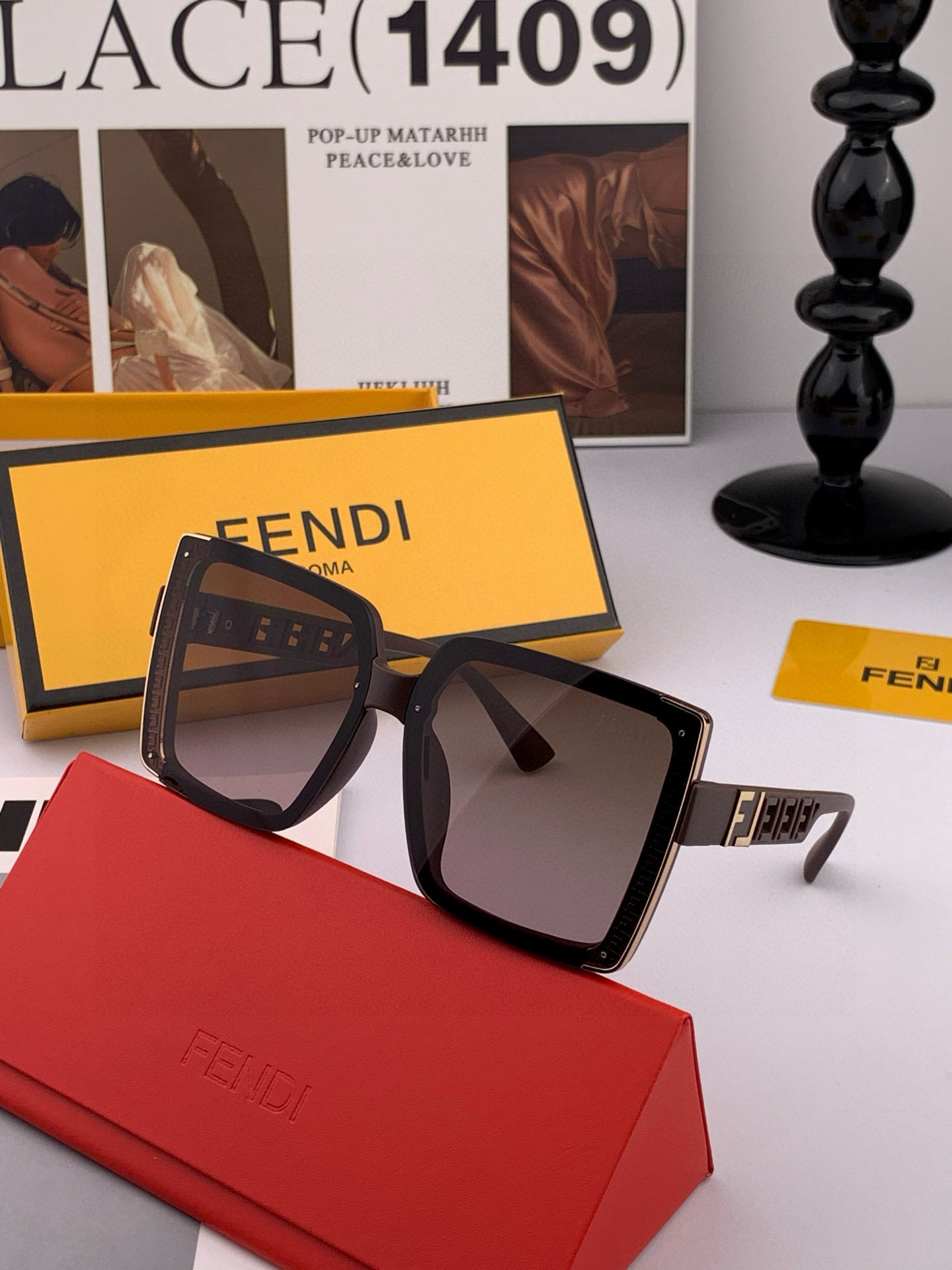 🔺 【芬迪】2025开春新款 潮流爆款 时尚方框太阳镜 高品质 佩戴舒适 网红潮款墨镜 女士高清太阳镜🕶