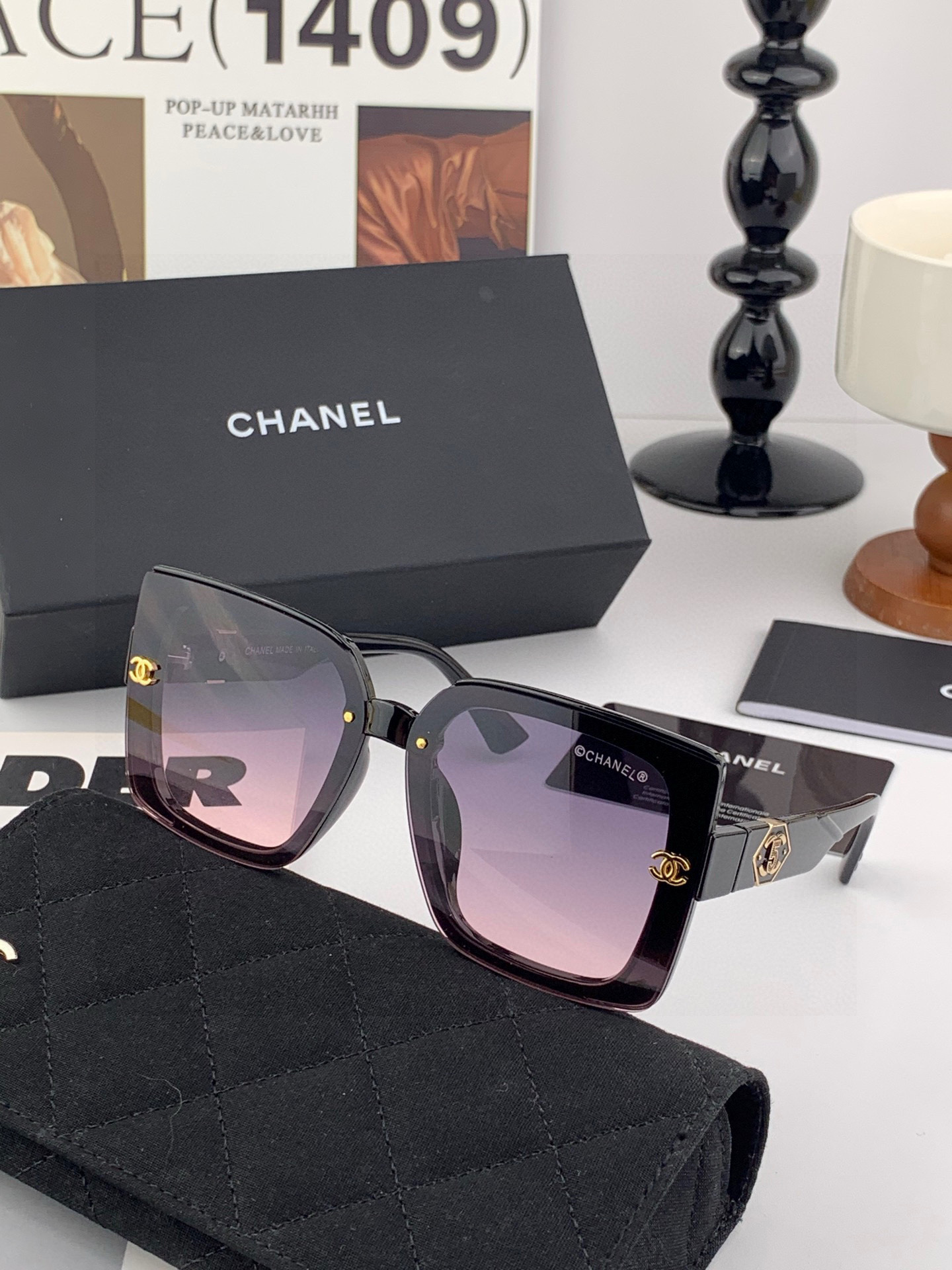 🔺CHANEL🔻2025官方早春新款，众多明星同款[色]香奈儿‼️‼️新款大框墨镜 ，🌈🌈宝丽来超清太阳