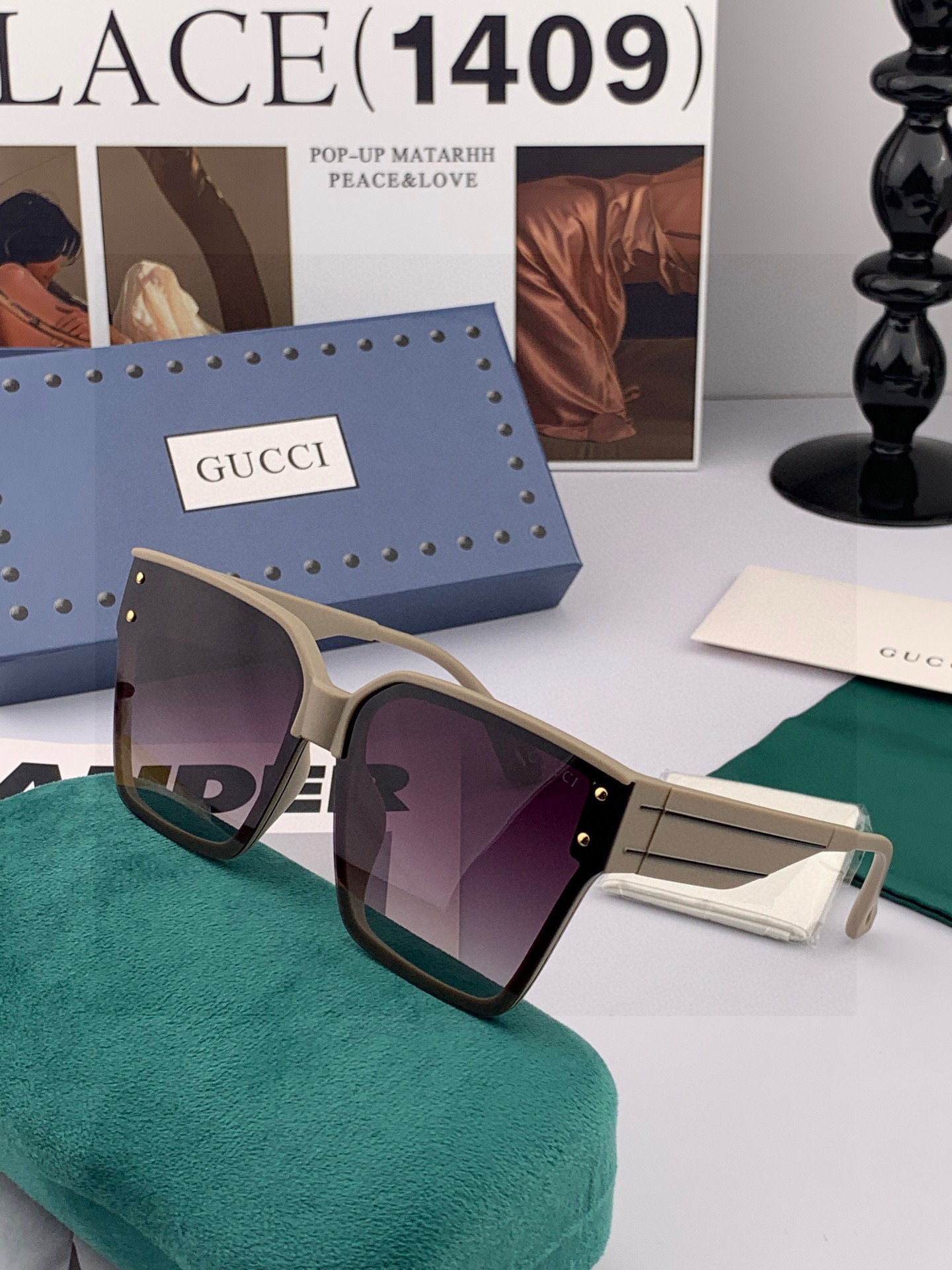 GUCCI 2025开春新款 最新款方框太阳镜 各路网红纷纷带起气场满分‼️ 俏皮甜美.上脸效果更佳.金