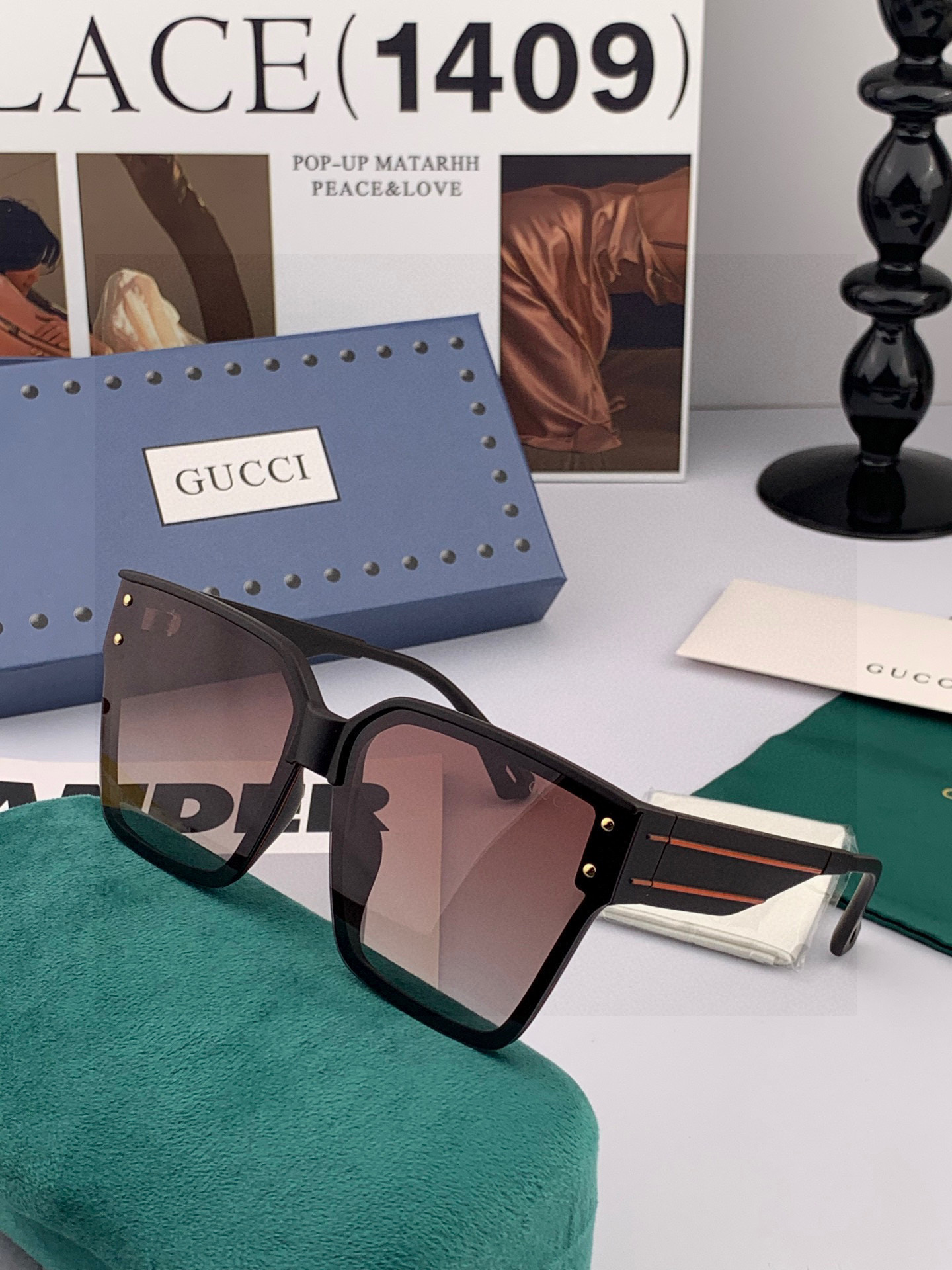 GUCCI 2025开春新款 最新款方框太阳镜 各路网红纷纷带起气场满分‼️ 俏皮甜美.上脸效果更佳.金