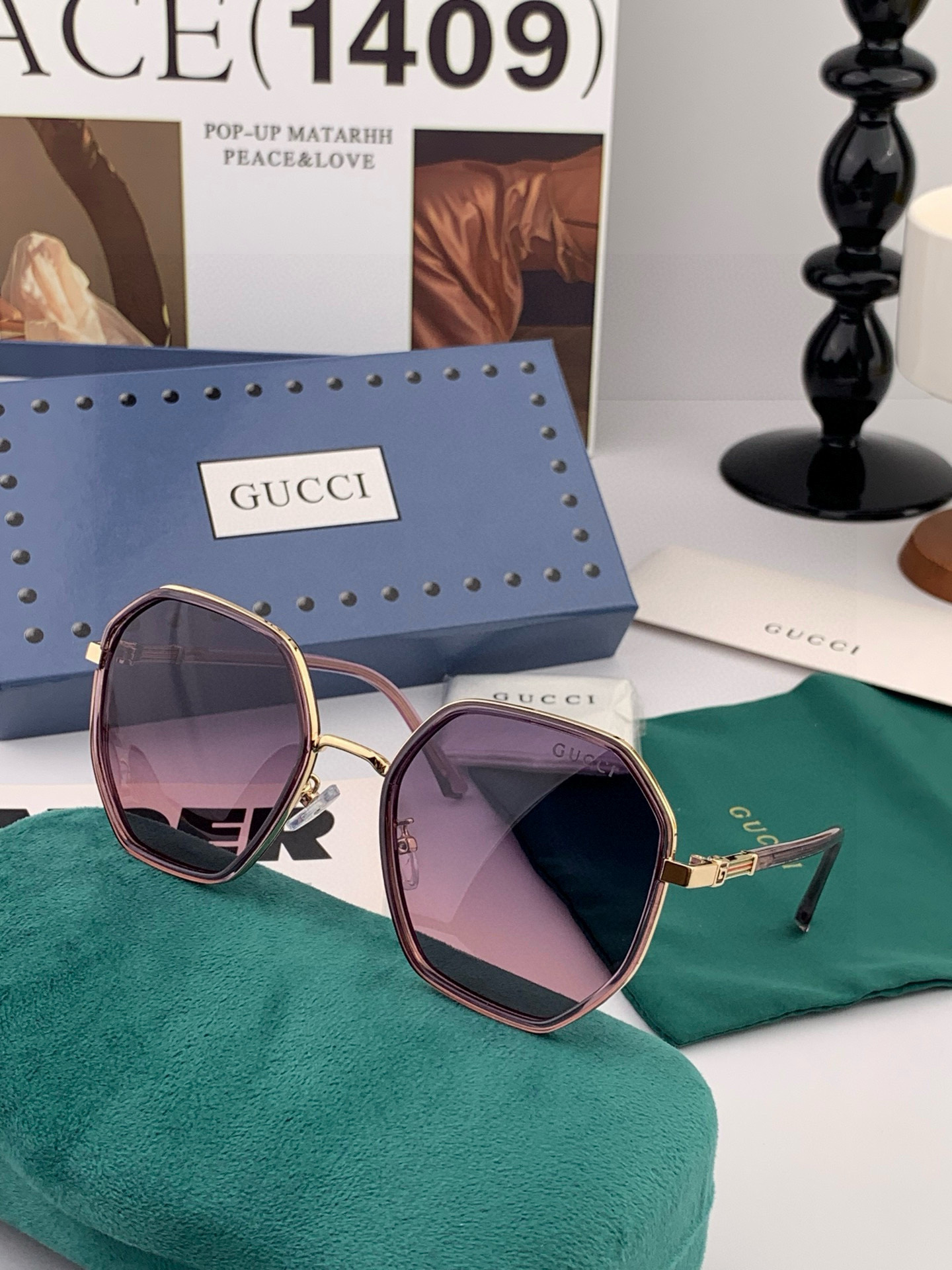 GUCCI 2025开春新款太阳镜 各路网红纷纷带起气场满分‼️ 俏皮甜美.上脸效果更佳.金属质感超好 