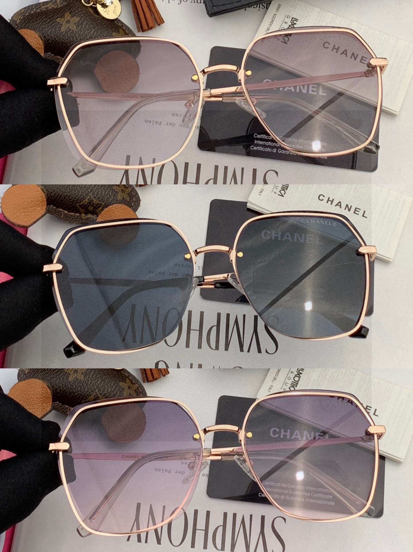 【CHANEL】香奈儿 新款尼龙偏光太眼镜，无框钻石 切边更有质感，大气女人范儿，大脸小脸都好看 ！型号