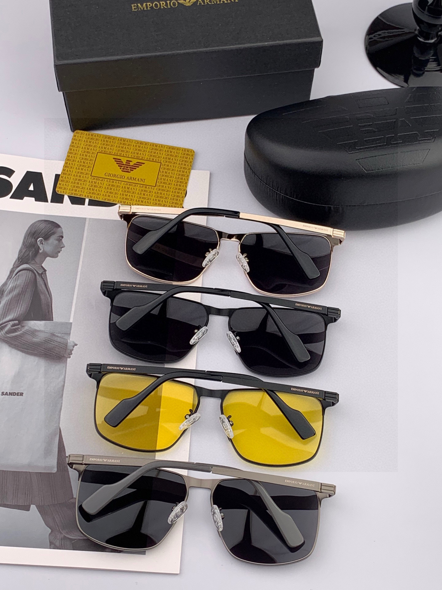 【阿玛尼】2025新款超百搭金属尼龙太阳镜、造型轮廓超大镜框完美修饰脸型，时尚超级百搭 ！型号：A961