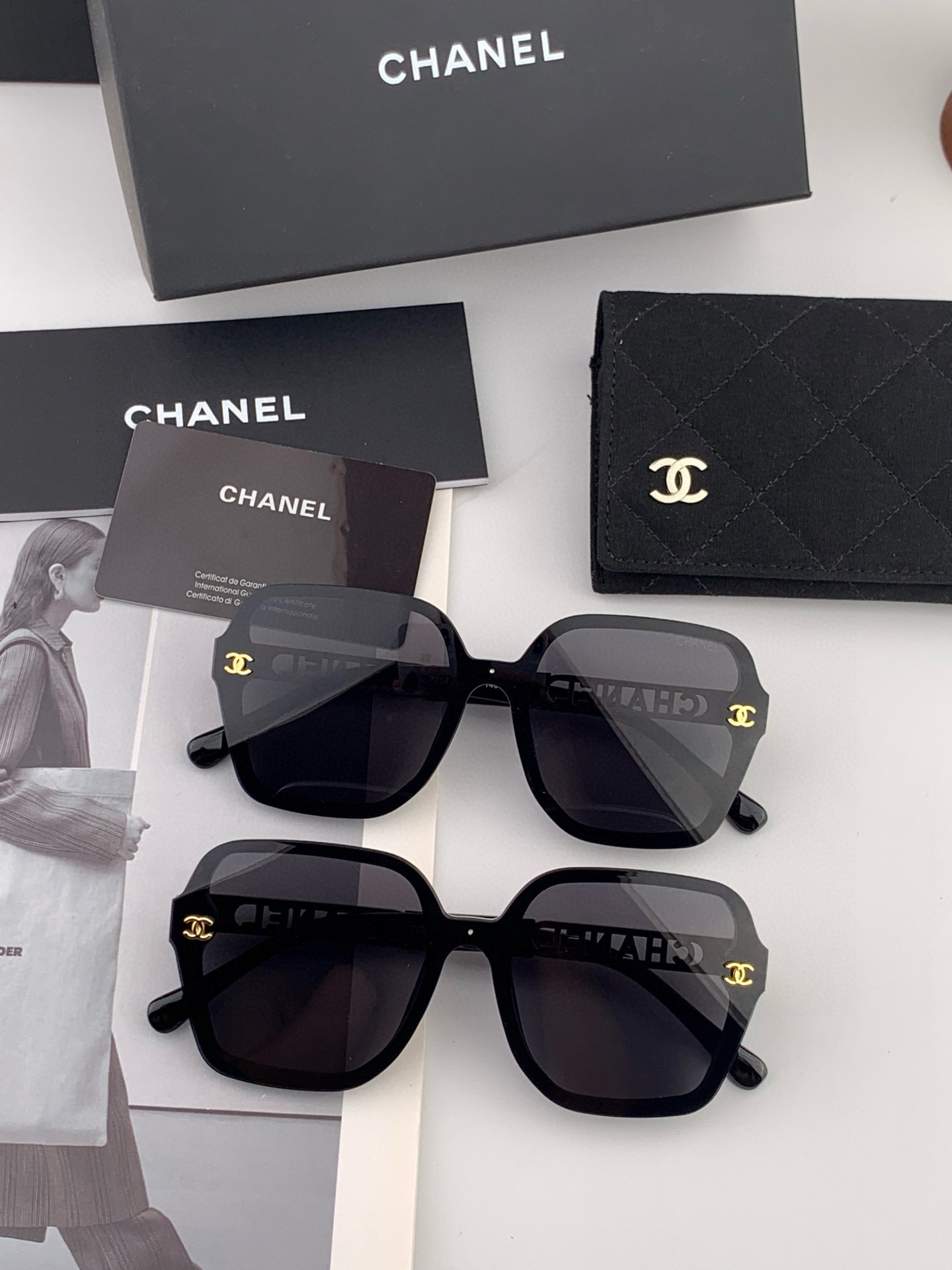 🔺CHANEL🔻2025官方早春新款，众多明星同款[色]香奈儿‼️‼️新款大框墨镜 ，🌈🌈宝丽来超清太阳