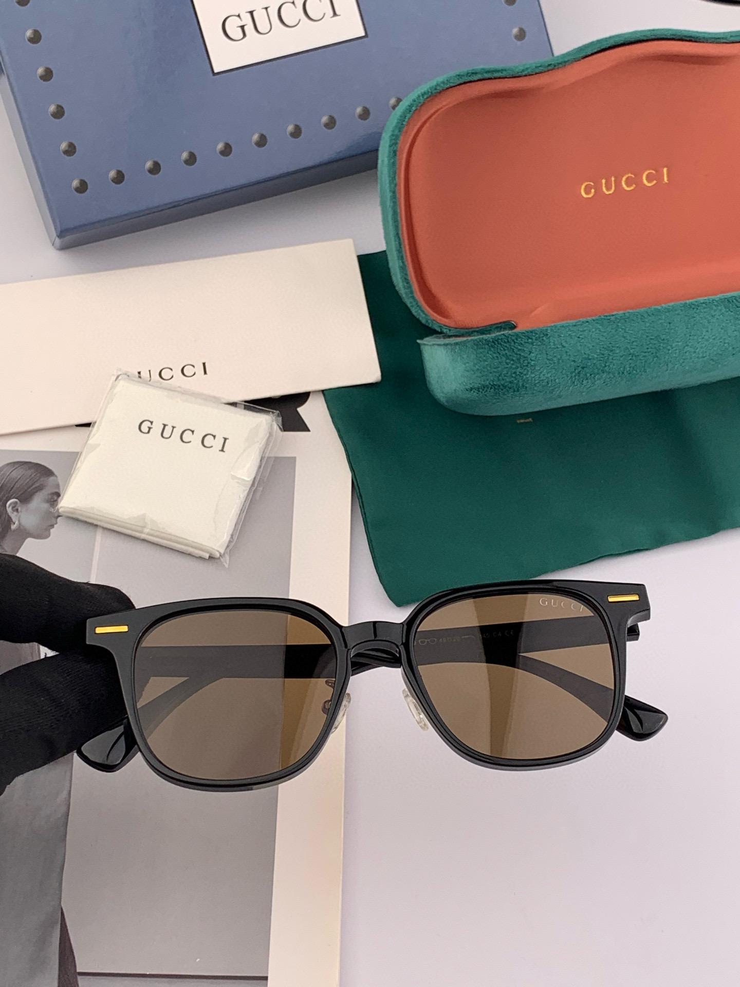 【TR偏光系列】情侣款 Gucci 经典的方框设计，不挑脸型，无论搭配大衣还是连衣裙都非常显气质高清偏光