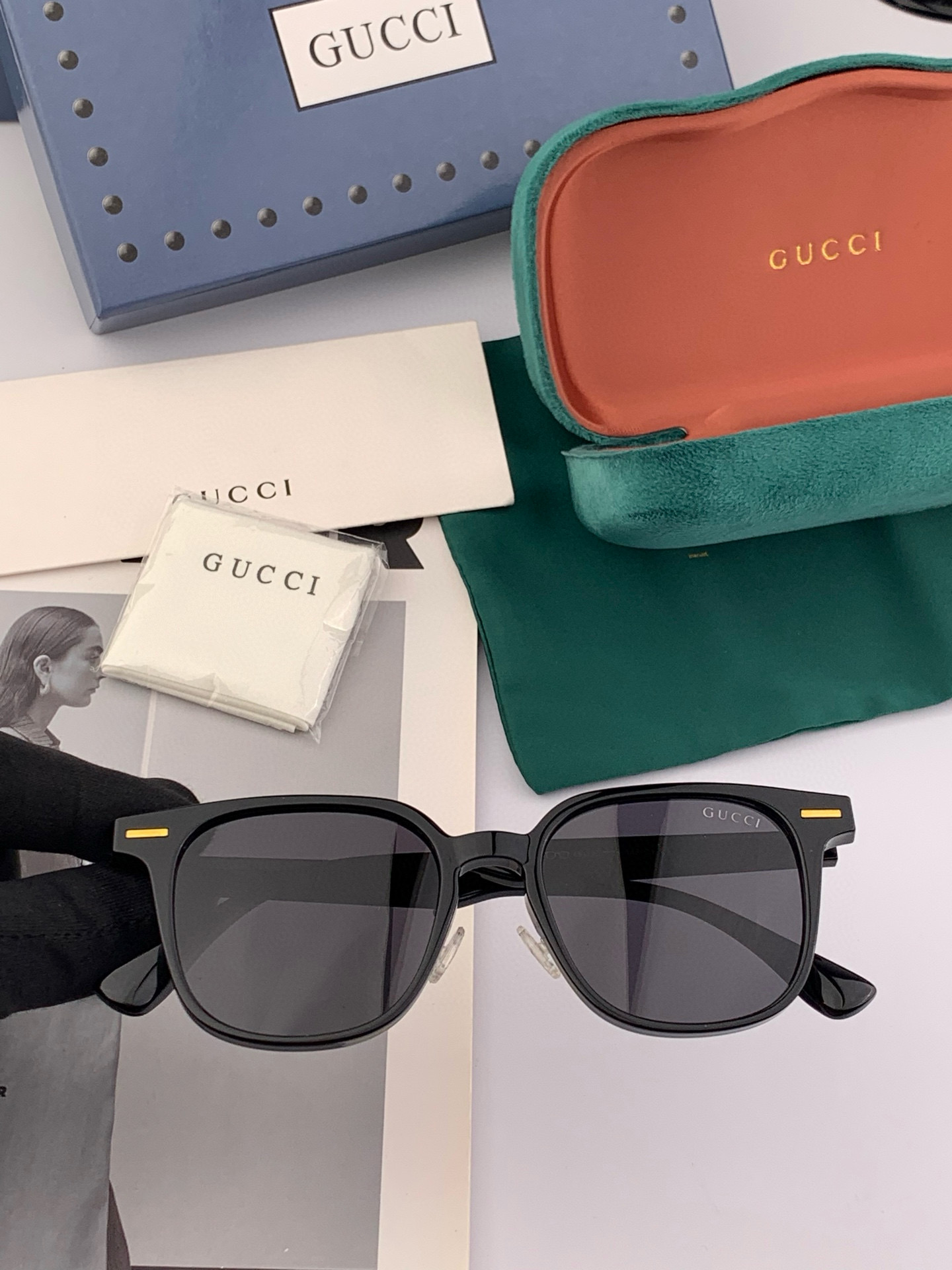 【TR偏光系列】情侣款 Gucci 经典的方框设计，不挑脸型，无论搭配大衣还是连衣裙都非常显气质高清偏光