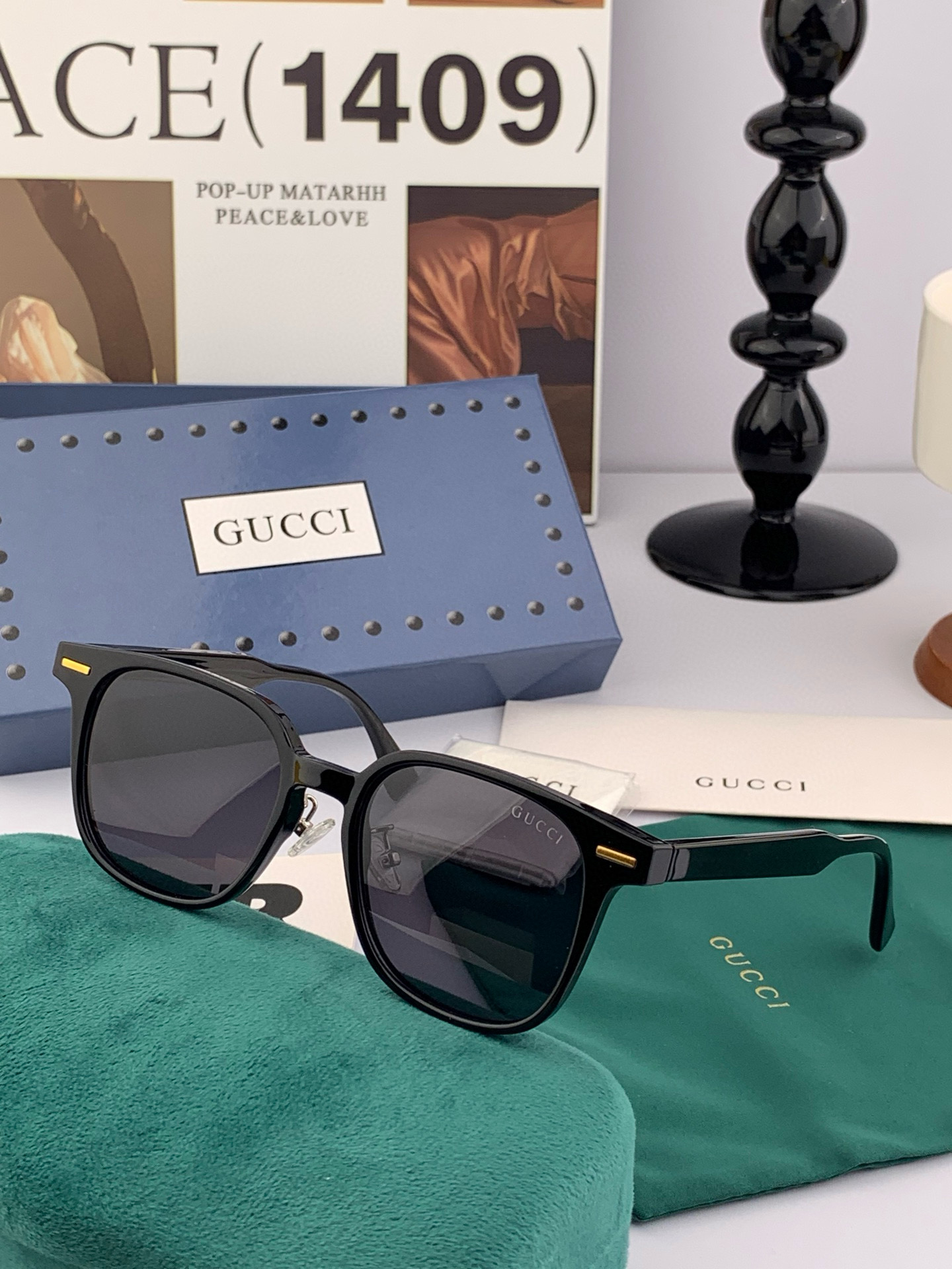 【TR偏光系列】情侣款 Gucci 经典的方框设计，不挑脸型，无论搭配大衣还是连衣裙都非常显气质高清偏光