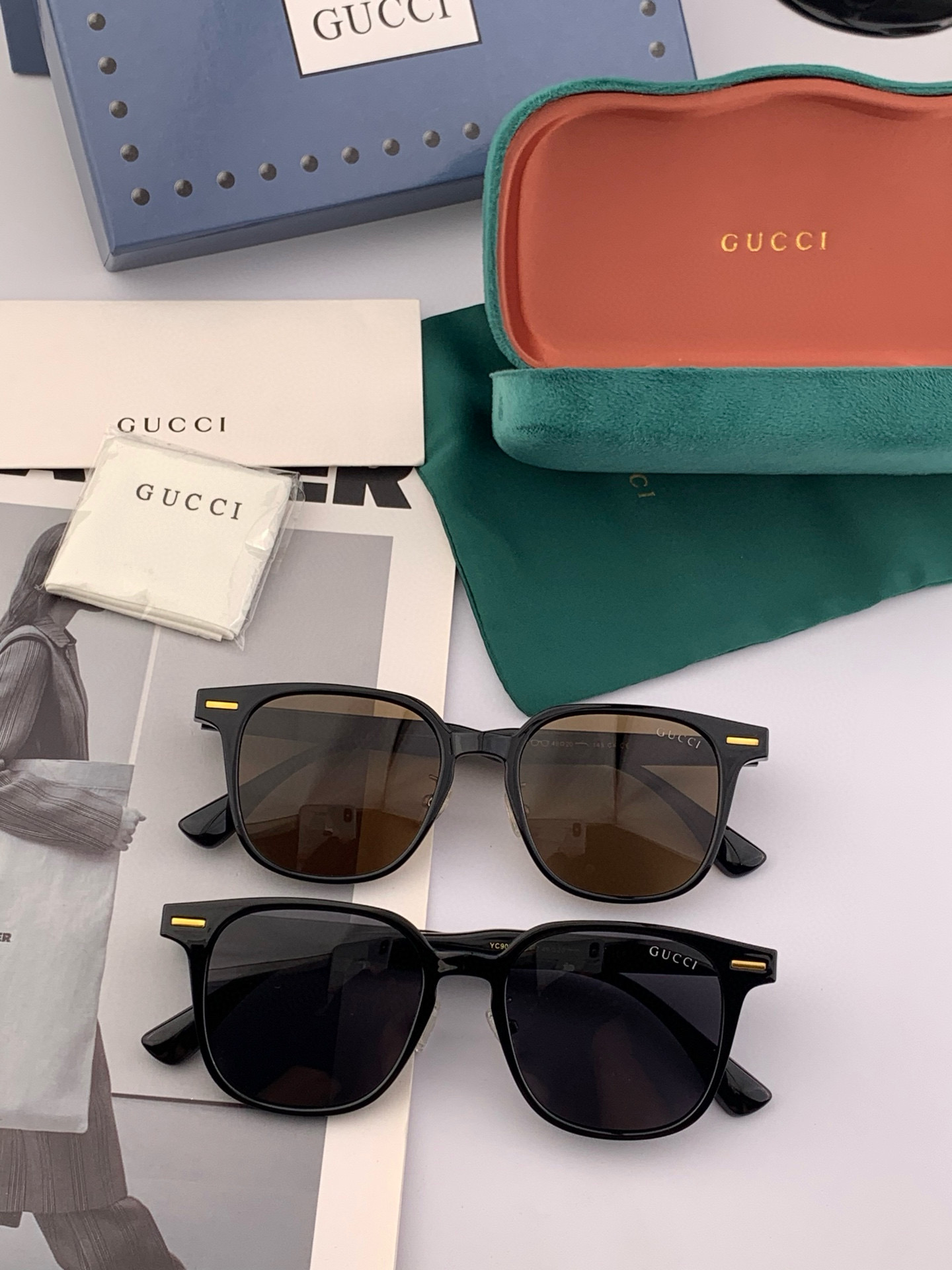 【TR偏光系列】情侣款 Gucci 经典的方框设计，不挑脸型，无论搭配大衣还是连衣裙都非常显气质高清偏光