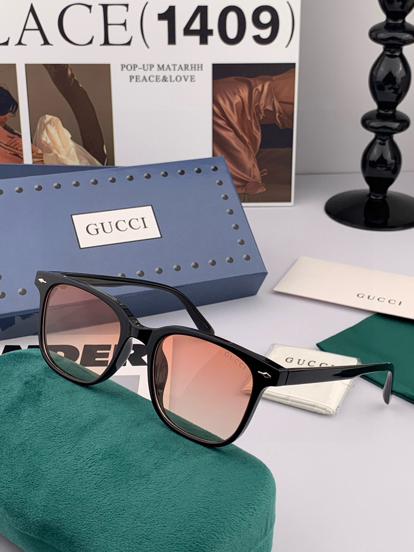 GUCCI 2025开春新款 最新款方框太阳镜 各路网红纷纷带起气场满分‼️ 俏皮甜美.上脸效果更佳.金