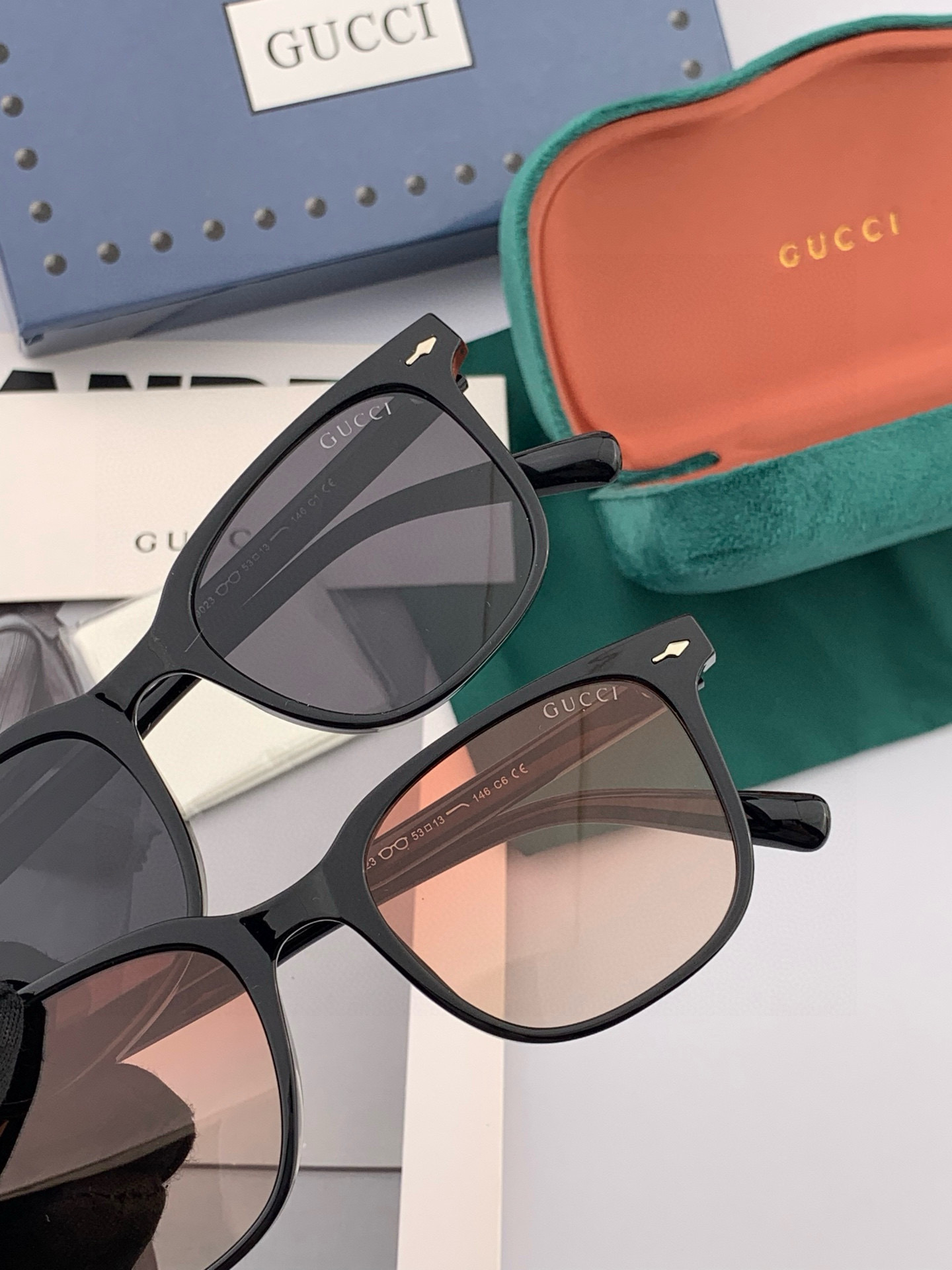 GUCCI 2025开春新款 最新款方框太阳镜 各路网红纷纷带起气场满分‼️ 俏皮甜美.上脸效果更佳.金