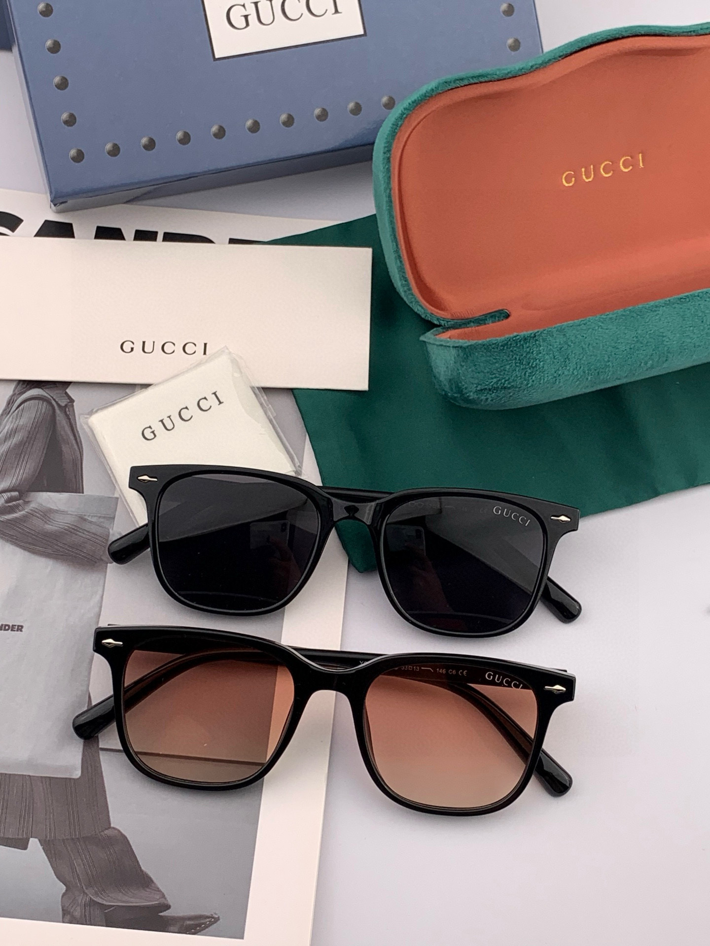 GUCCI 2025开春新款 最新款方框太阳镜 各路网红纷纷带起气场满分‼️ 俏皮甜美.上脸效果更佳.金