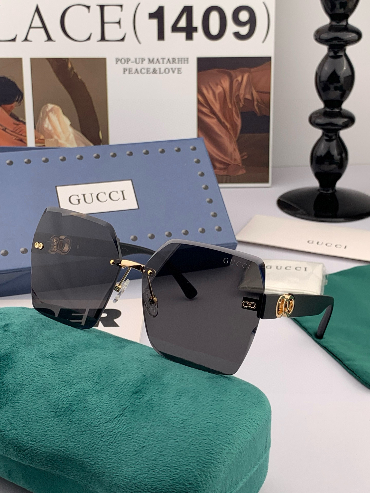 🔺 【GUCCI】2025开春新款 潮流爆款 时尚方框太阳镜 高品质 佩戴舒适 网红潮款墨镜 型号：G1
