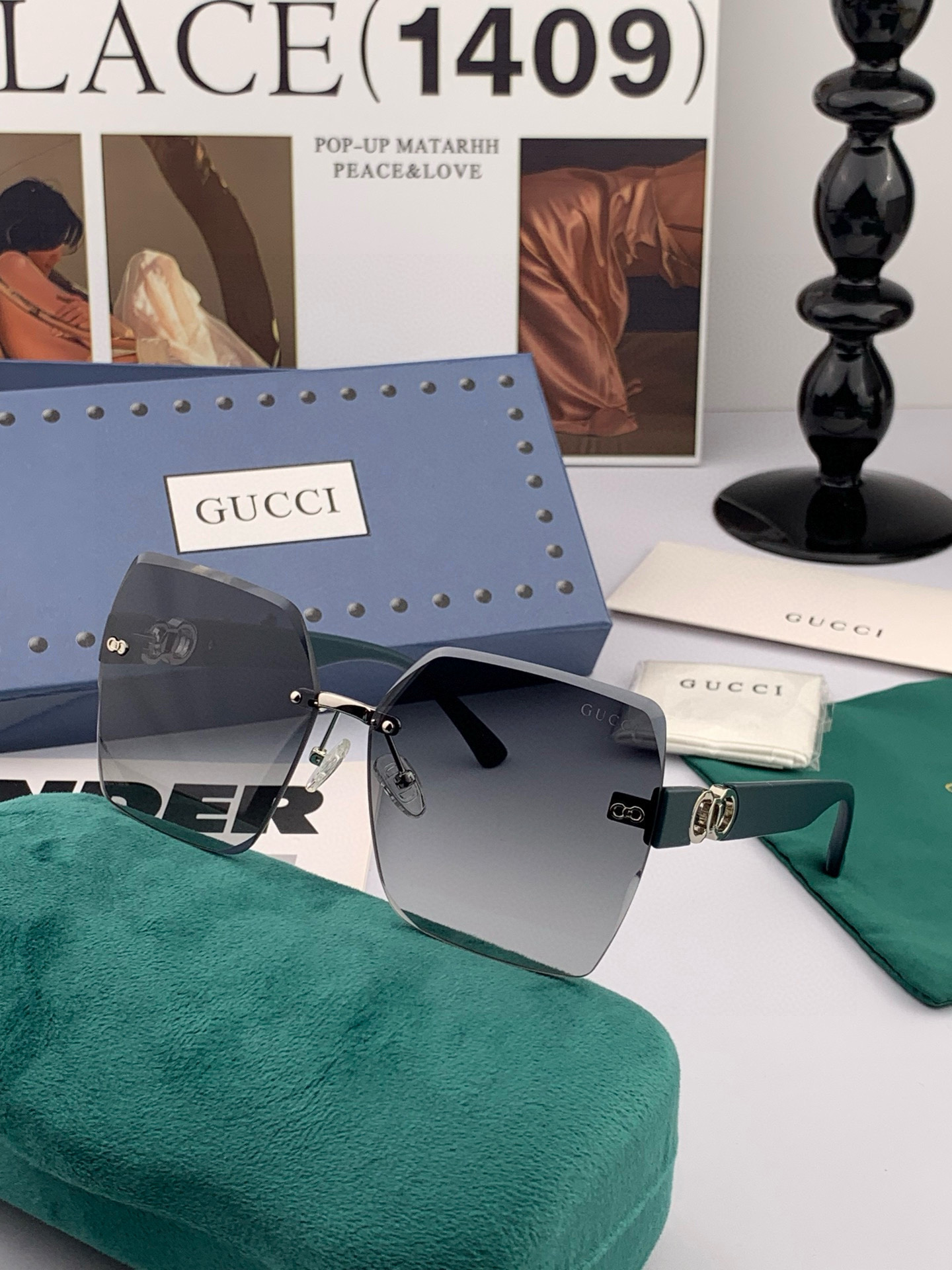 🔺 【GUCCI】2025开春新款 潮流爆款 时尚方框太阳镜 高品质 佩戴舒适 网红潮款墨镜 型号：G1