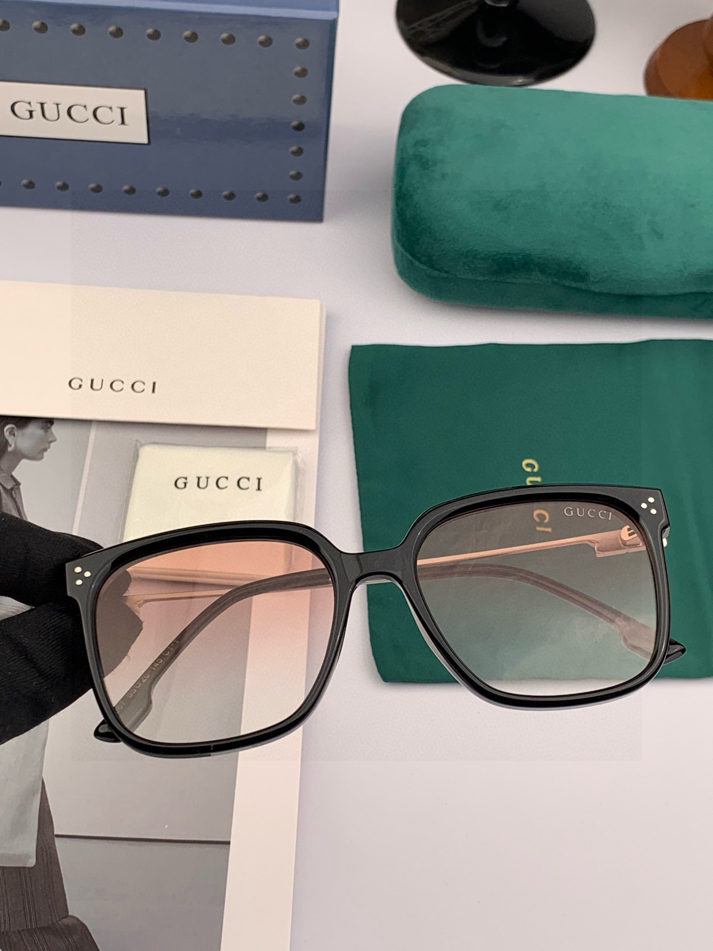 🔺 【GUCCI】2025开春新款 潮流爆款 时尚方框偏光太阳镜 高品质 佩戴舒适 网红潮款墨镜 女士高