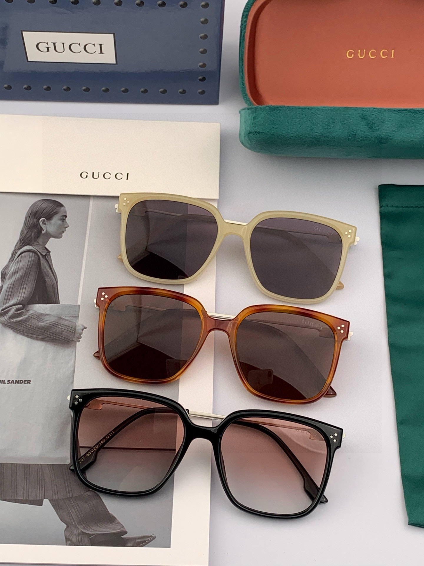 🔺 【GUCCI】2025开春新款 潮流爆款 时尚方框偏光太阳镜 高品质 佩戴舒适 网红潮款墨镜 女士高