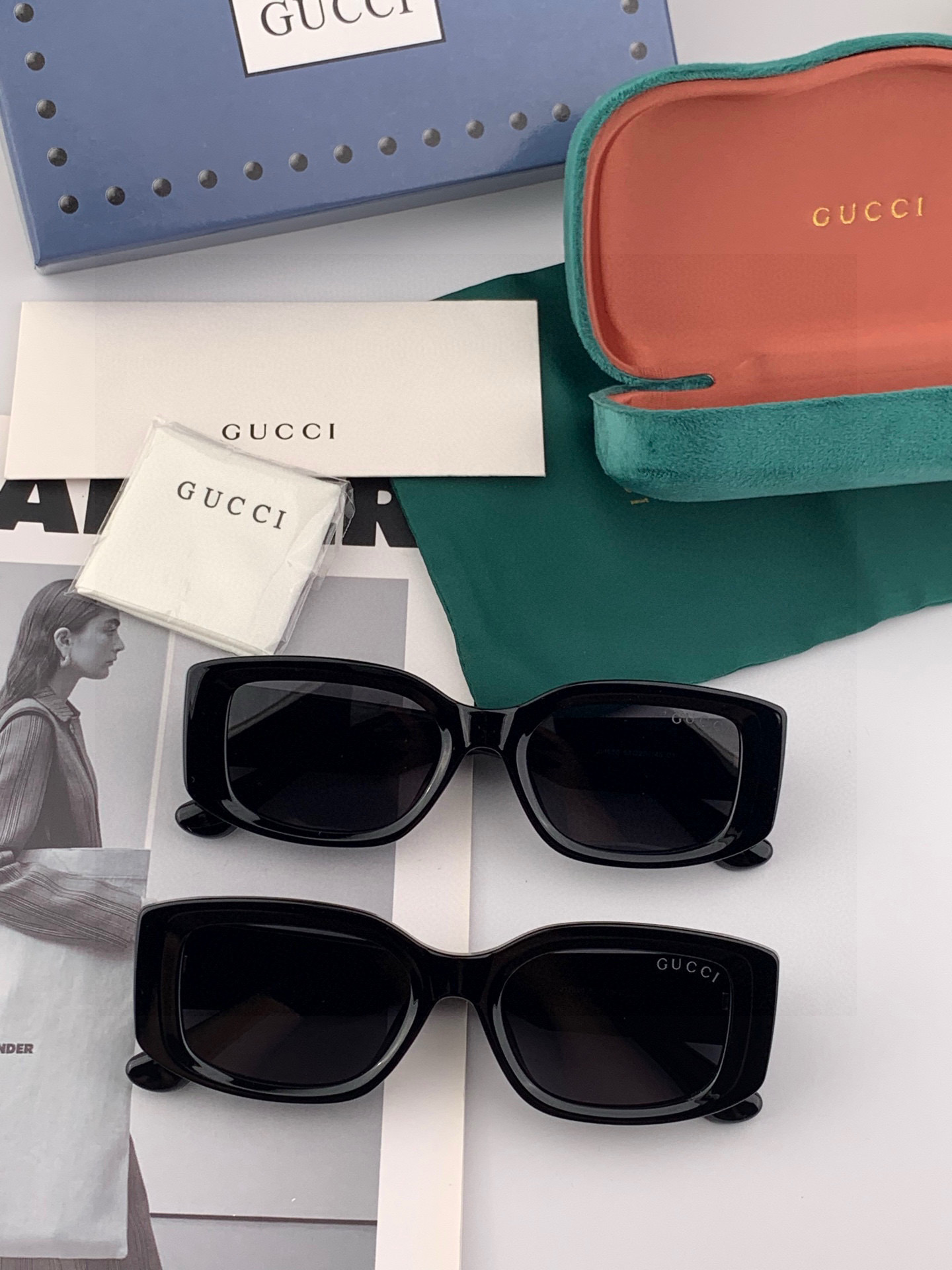 🔺 【GUCCI】2025开春新款 潮流爆款 时尚方框偏光太阳镜 高品质 佩戴舒适 网红潮款墨镜 女士高