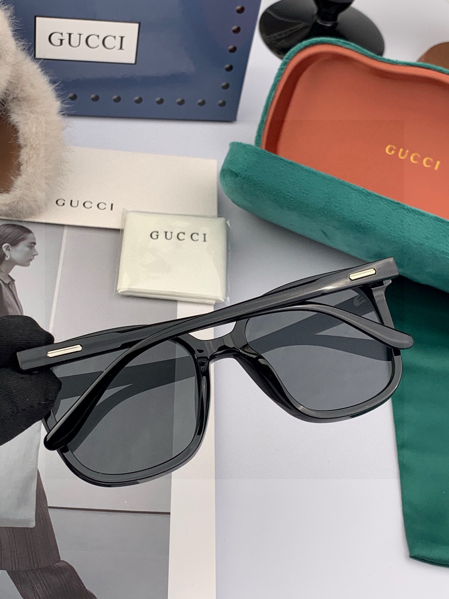 🔺 【GUCCI】2025开春新款 潮流爆款 时尚方框偏光太阳镜 高品质 佩戴舒适 网红潮款墨镜 女士高