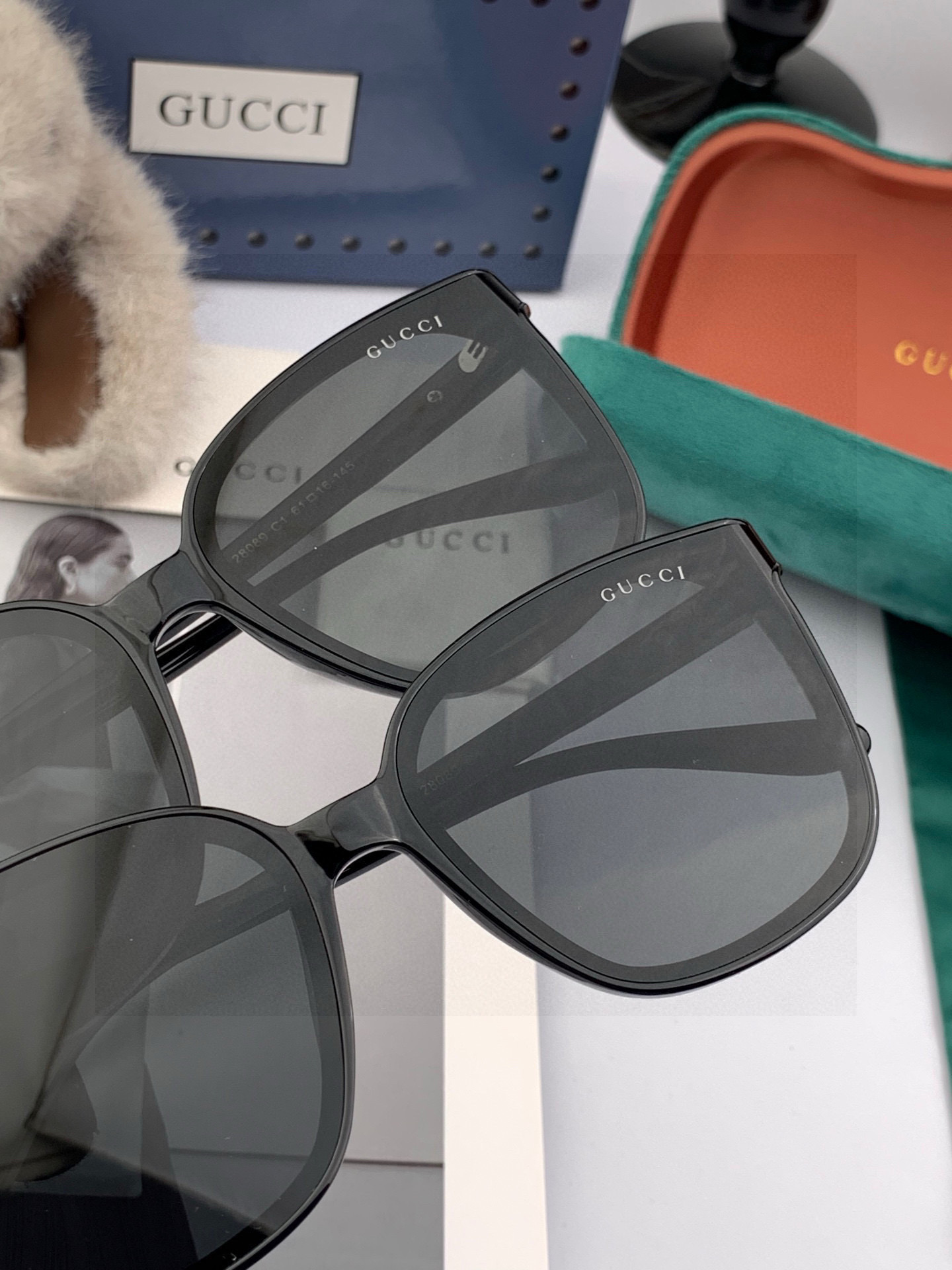 🔺 【GUCCI】2025开春新款 潮流爆款 时尚方框偏光太阳镜 高品质 佩戴舒适 网红潮款墨镜 女士高