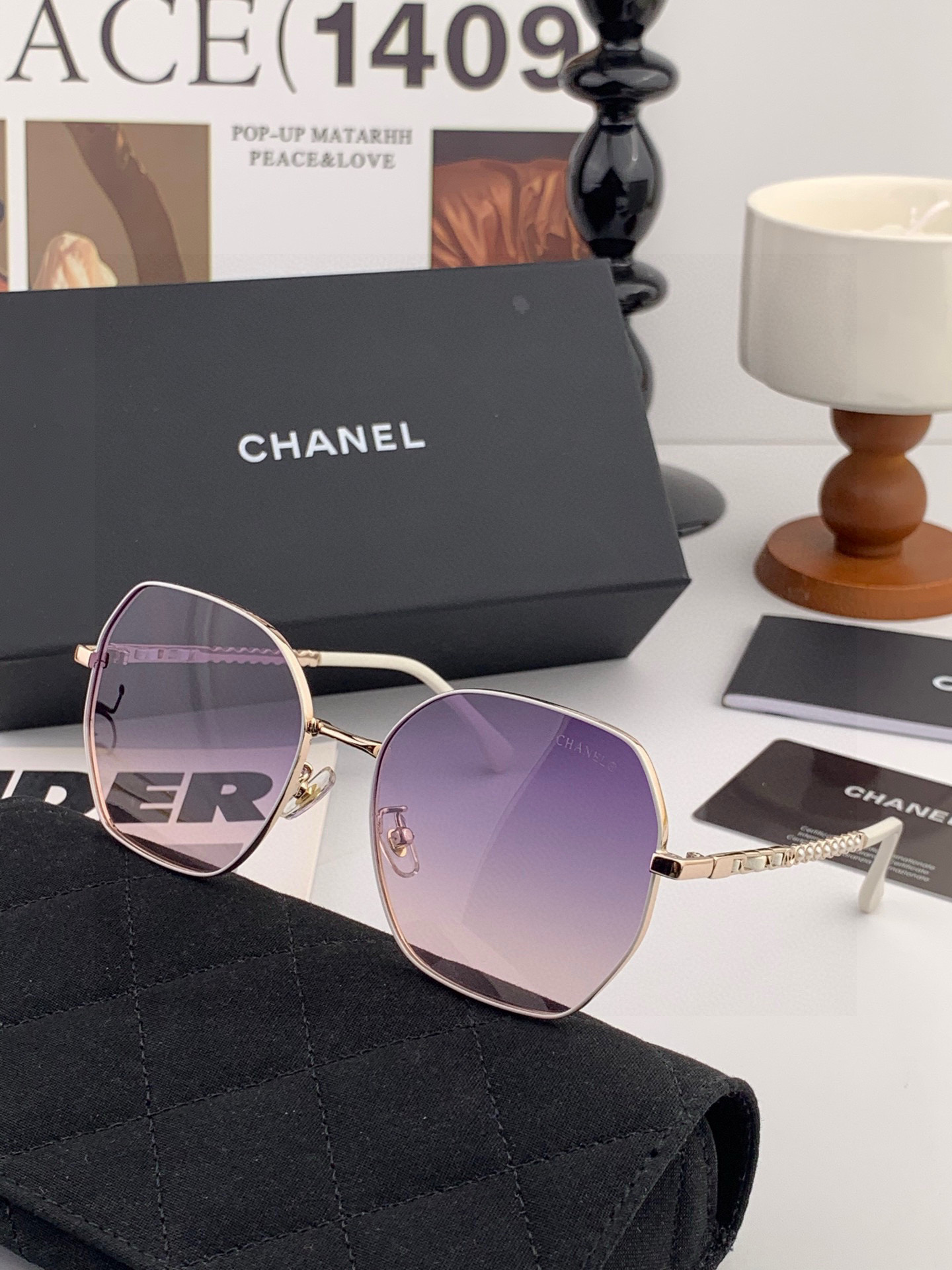 【CHANEL】香奈儿 新款尼龙偏光太眼镜，无框钻石 切边更有质感，大气女人范儿，大脸小脸都好看 ！型号