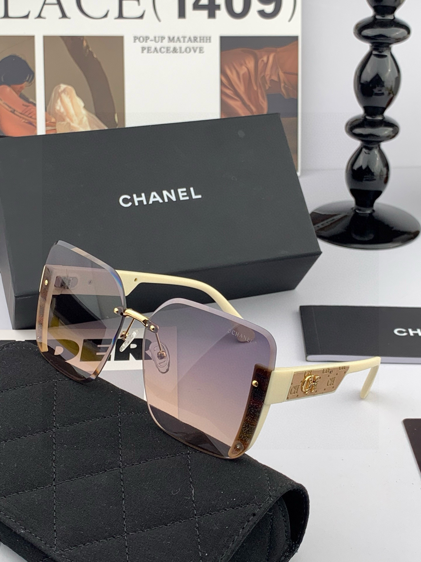 🔺 【香奈儿】2025开春新款 潮流爆款 时尚方框太阳镜 高品质 佩戴舒适 网红潮款墨镜 女士高清加厚偏