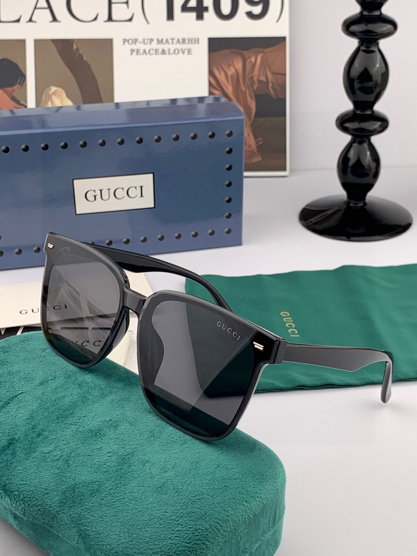 🔺 【GUCCI-尼龙太阳镜】2025开春新款 潮流爆款 时尚方框连体太阳镜 高品质 佩戴舒适 网红潮款