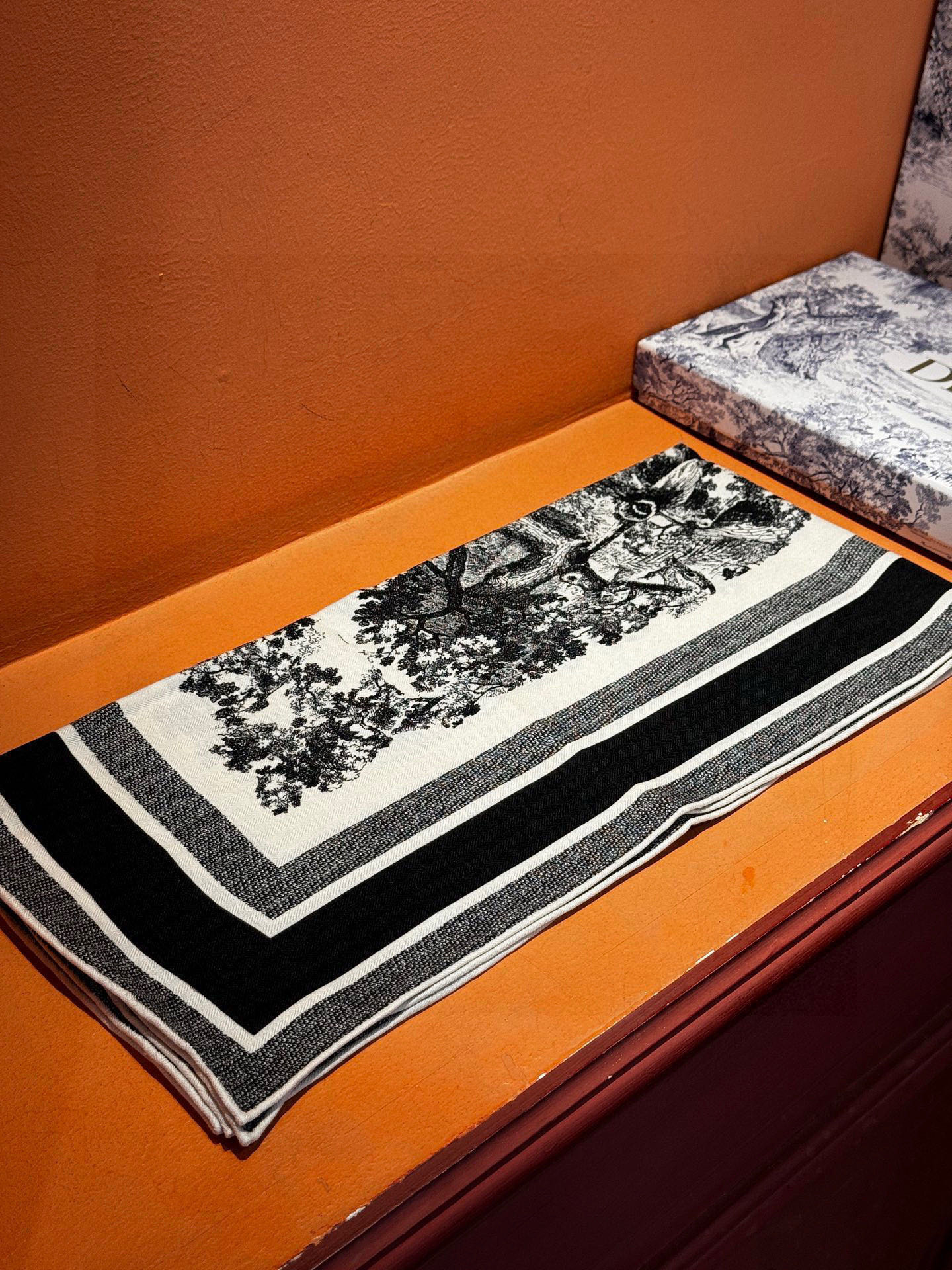 上新❤️ 𝐃𝐈𝐎𝐑 2025早春新款 《茹伊丛手绘方巾》size：110x110 cm 【双面同色丝绒方