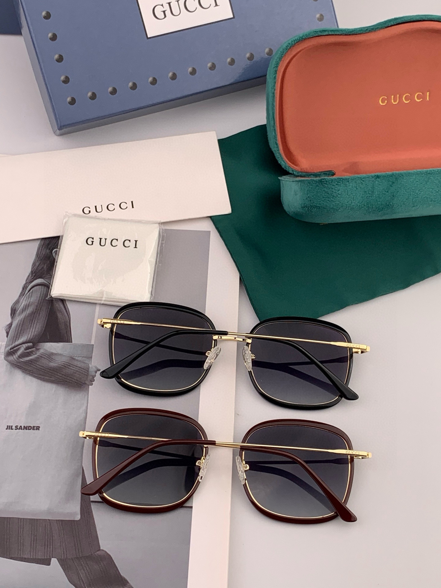 GUCCI 2025开春新款 最新款方框太阳镜 各路网红纷纷带起气场满分‼️ 俏皮甜美.上脸效果更佳.金