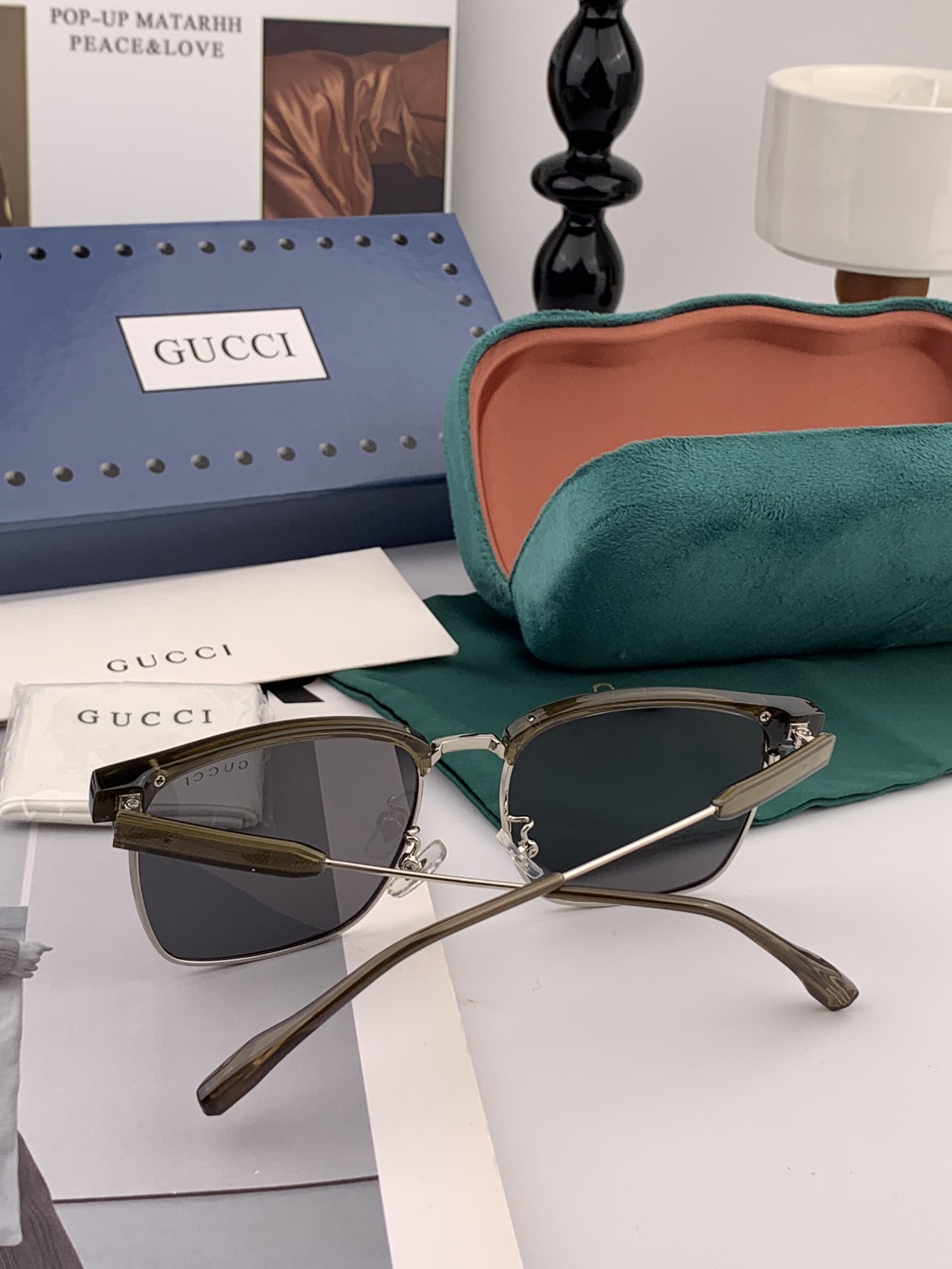 🔺 【GUCCI-偏光太阳镜】2025开春新款 潮流爆款 时尚方框偏光太阳镜 高品质 佩戴舒适 网红潮款