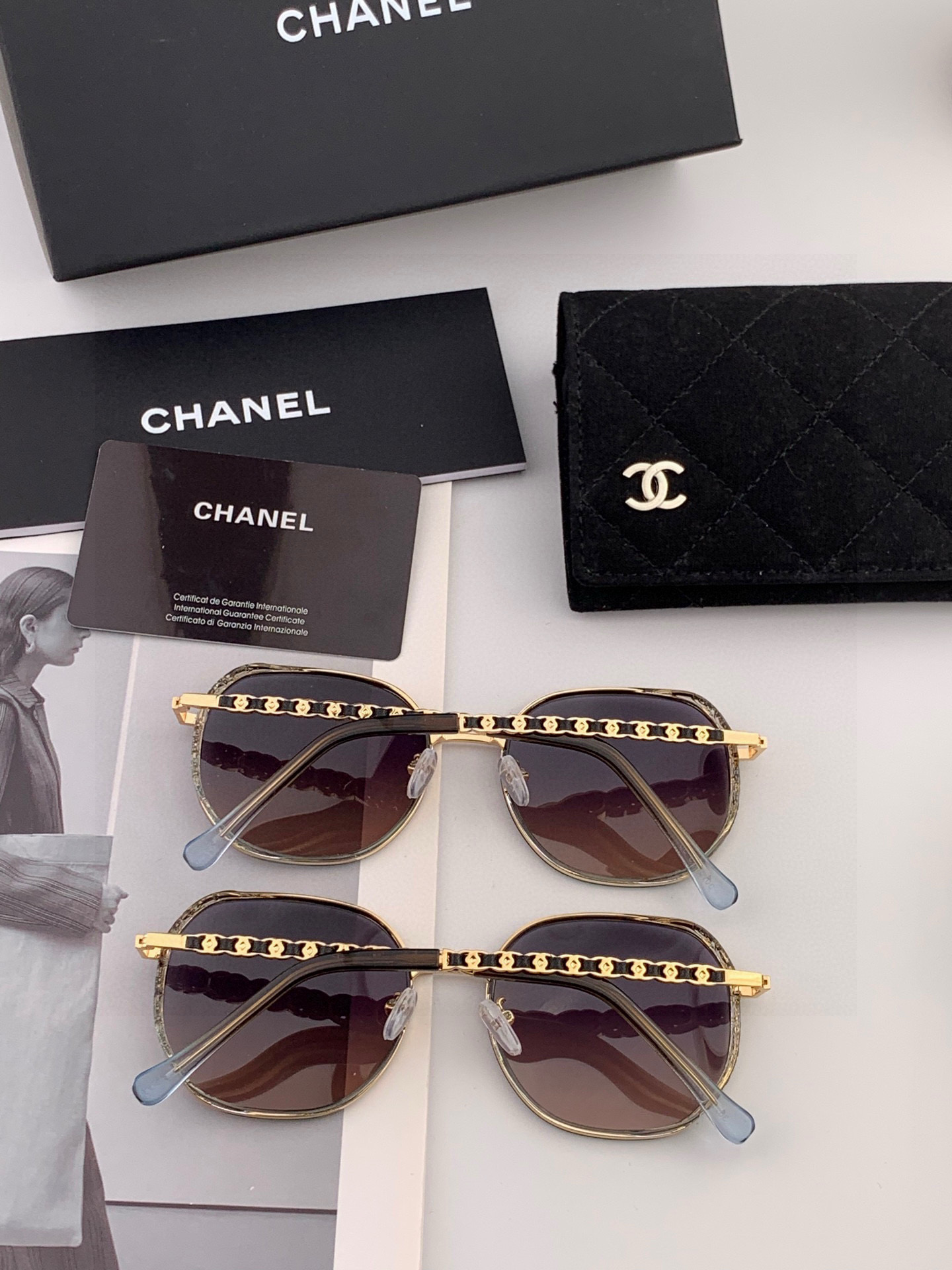 【CHANEL】香奈儿 新款尼龙偏光太眼镜，无框钻石 切边更有质感，大气女人范儿，大脸小脸都好看 ！型号