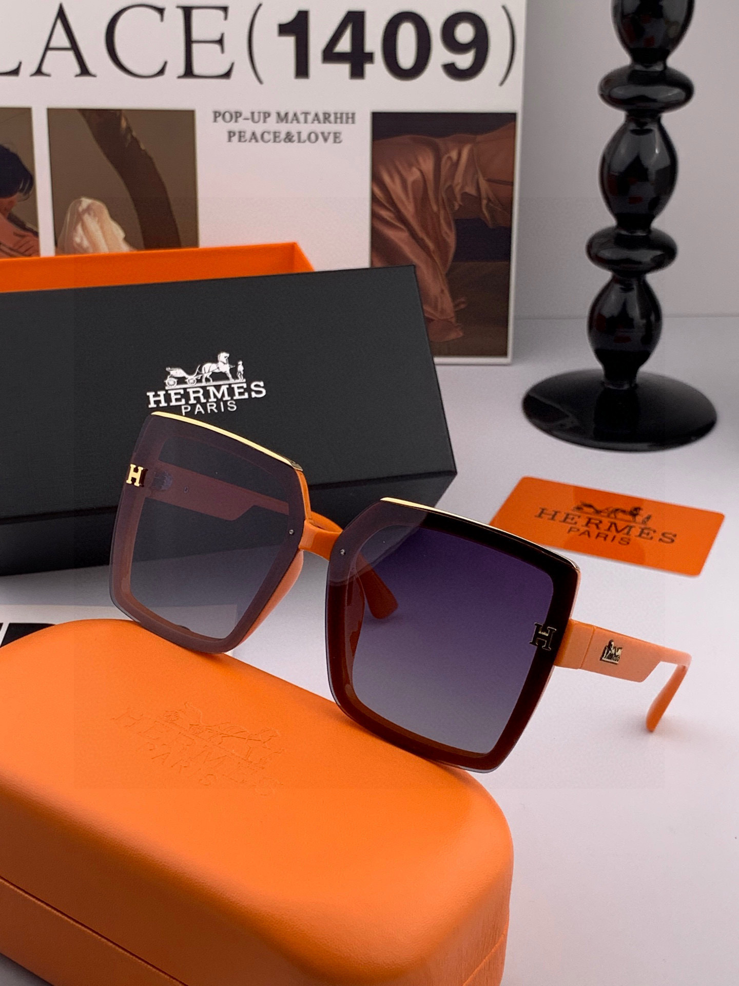 【TR偏光系列】爱马仕 经典的方框设计，不挑脸型，无论搭配大衣还是连衣裙都非常显气质尼龙偏光镜片预防紫外