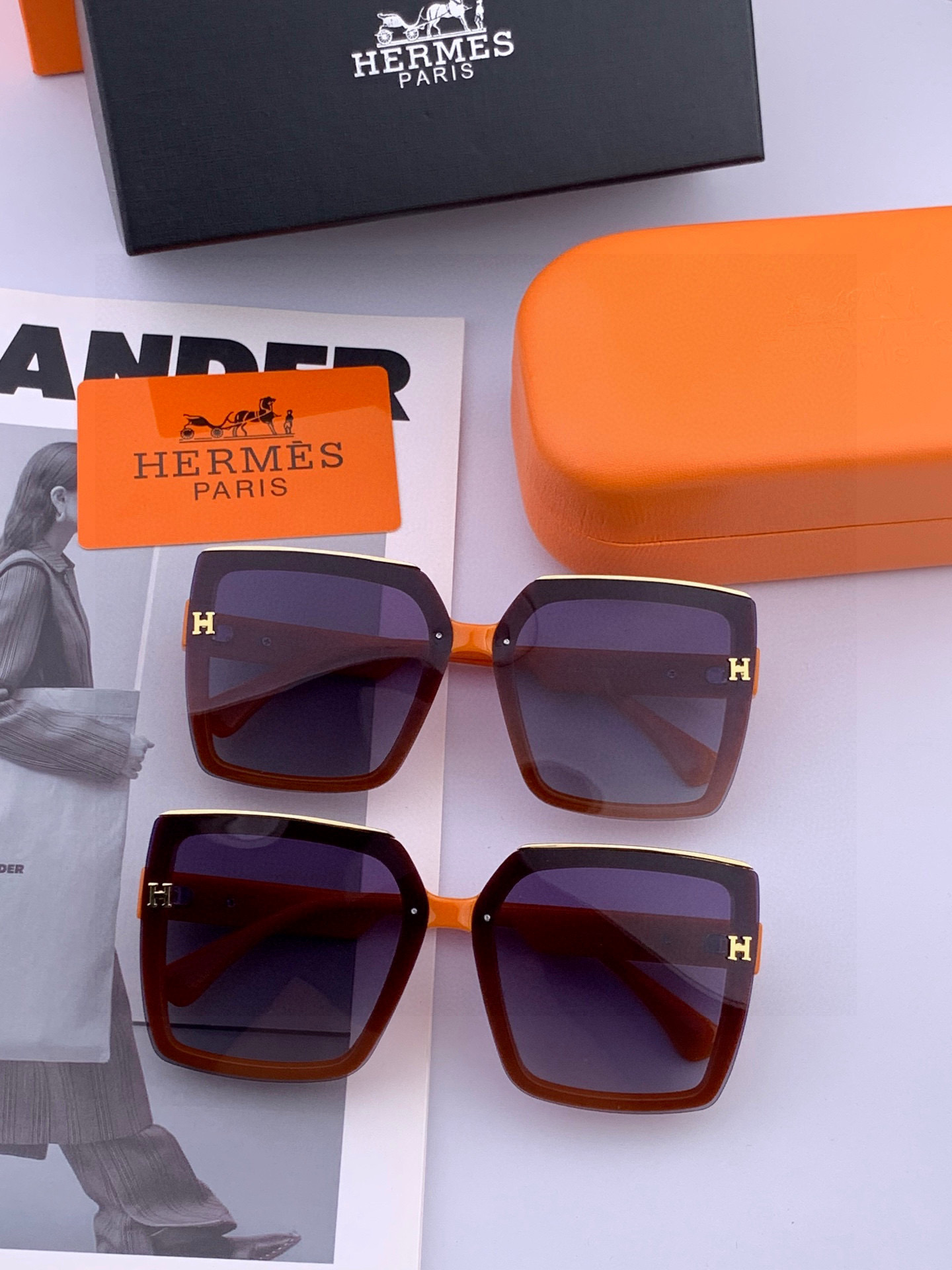 【TR偏光系列】爱马仕 经典的方框设计，不挑脸型，无论搭配大衣还是连衣裙都非常显气质尼龙偏光镜片预防紫外