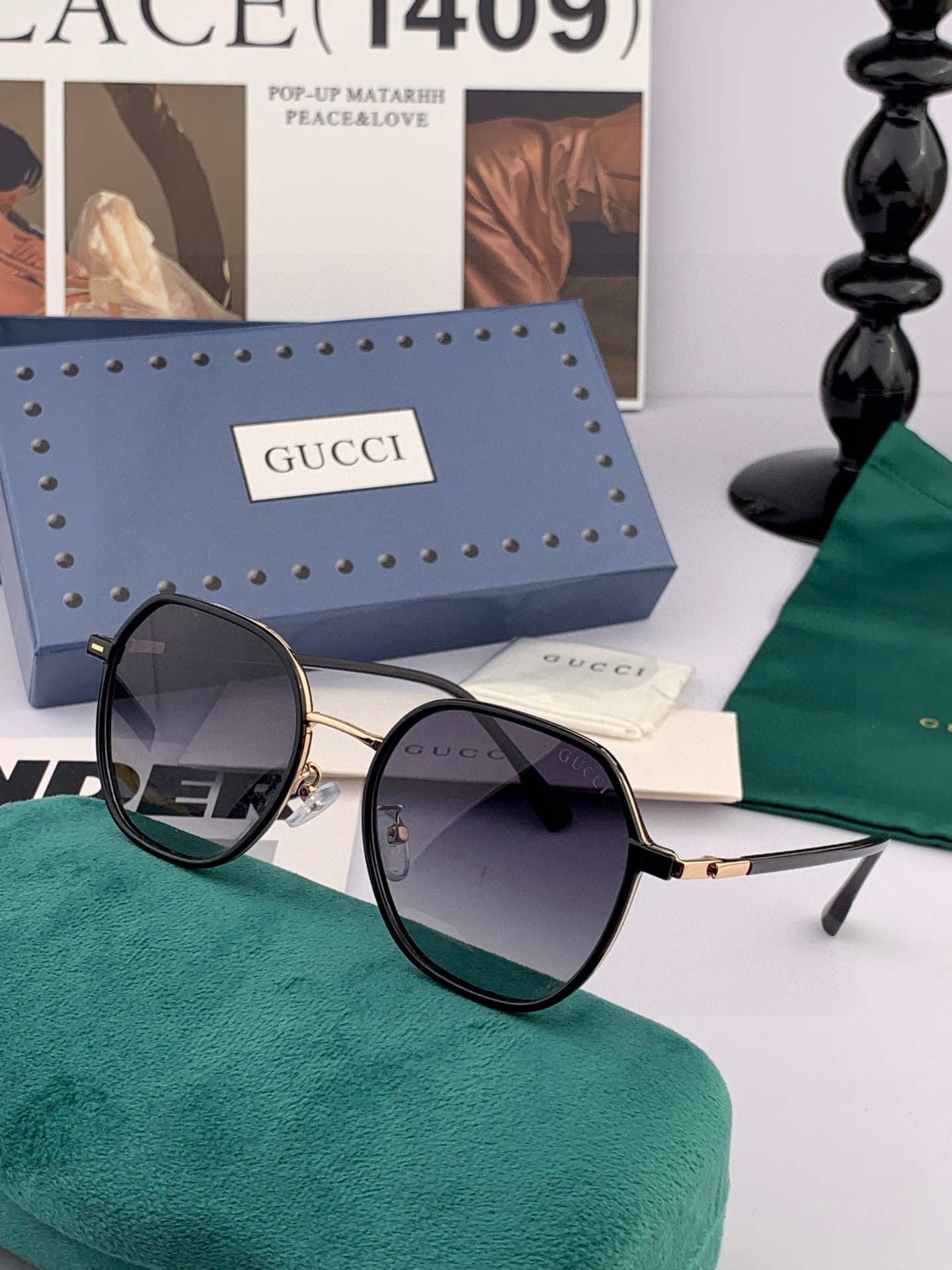 【偏光系列太阳镜】🎈原版出货GUCC*网红超爆款💙经典奢华全球风[强][酷][亲亲] 时尚圆框太阳镜[得