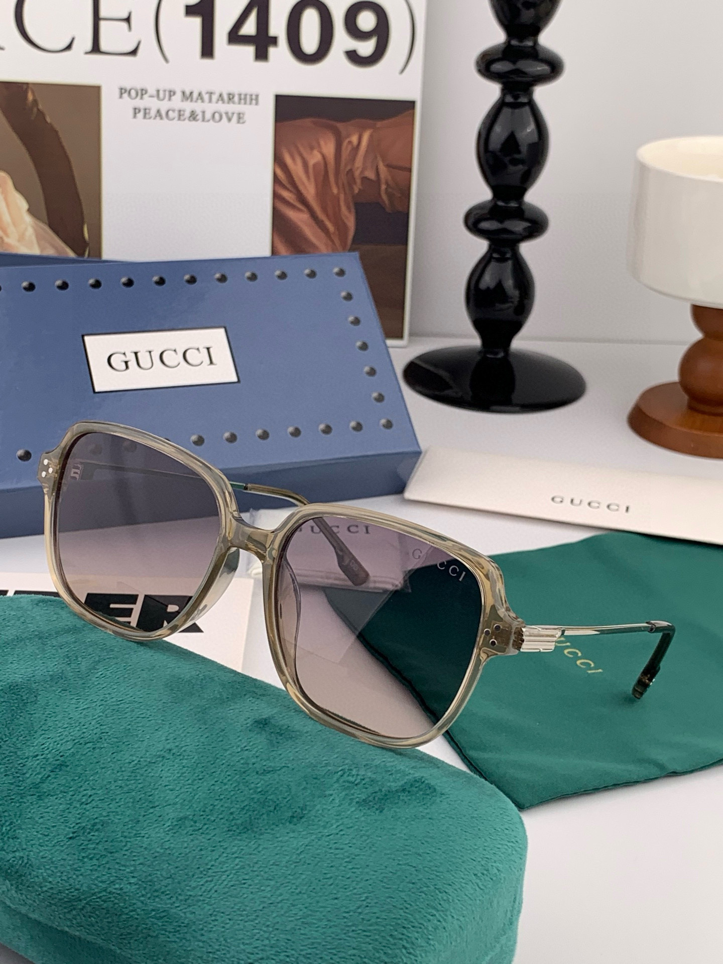 🔺 【GUCCI】2025开春新款 潮流爆款 时尚方框偏光太阳镜 高品质 佩戴舒适 网红潮款墨镜 女士高