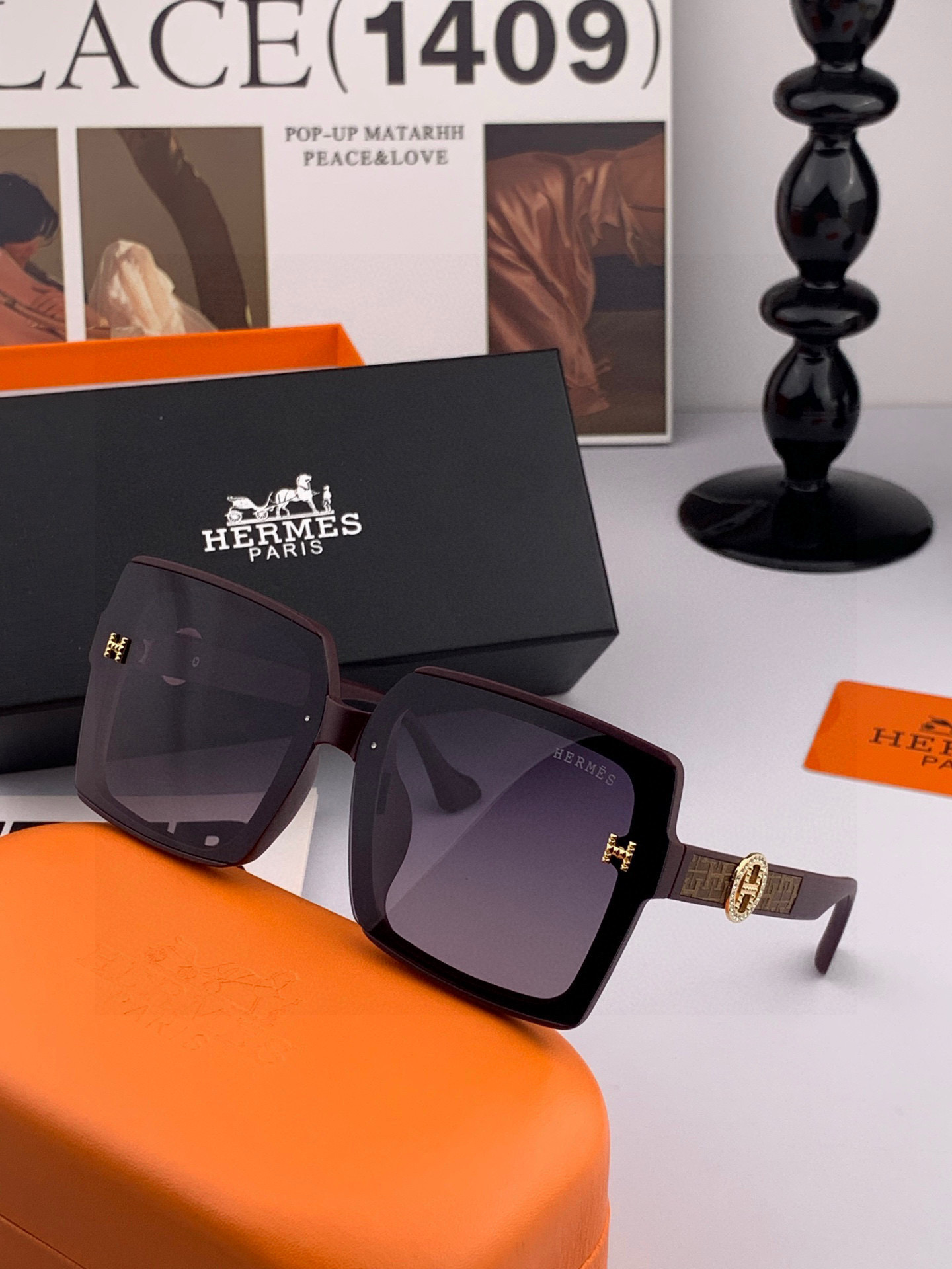 【TR偏光系列】爱马仕 经典的方框设计，不挑脸型，无论搭配大衣还是连衣裙都非常显气质尼龙偏光镜片预防紫外