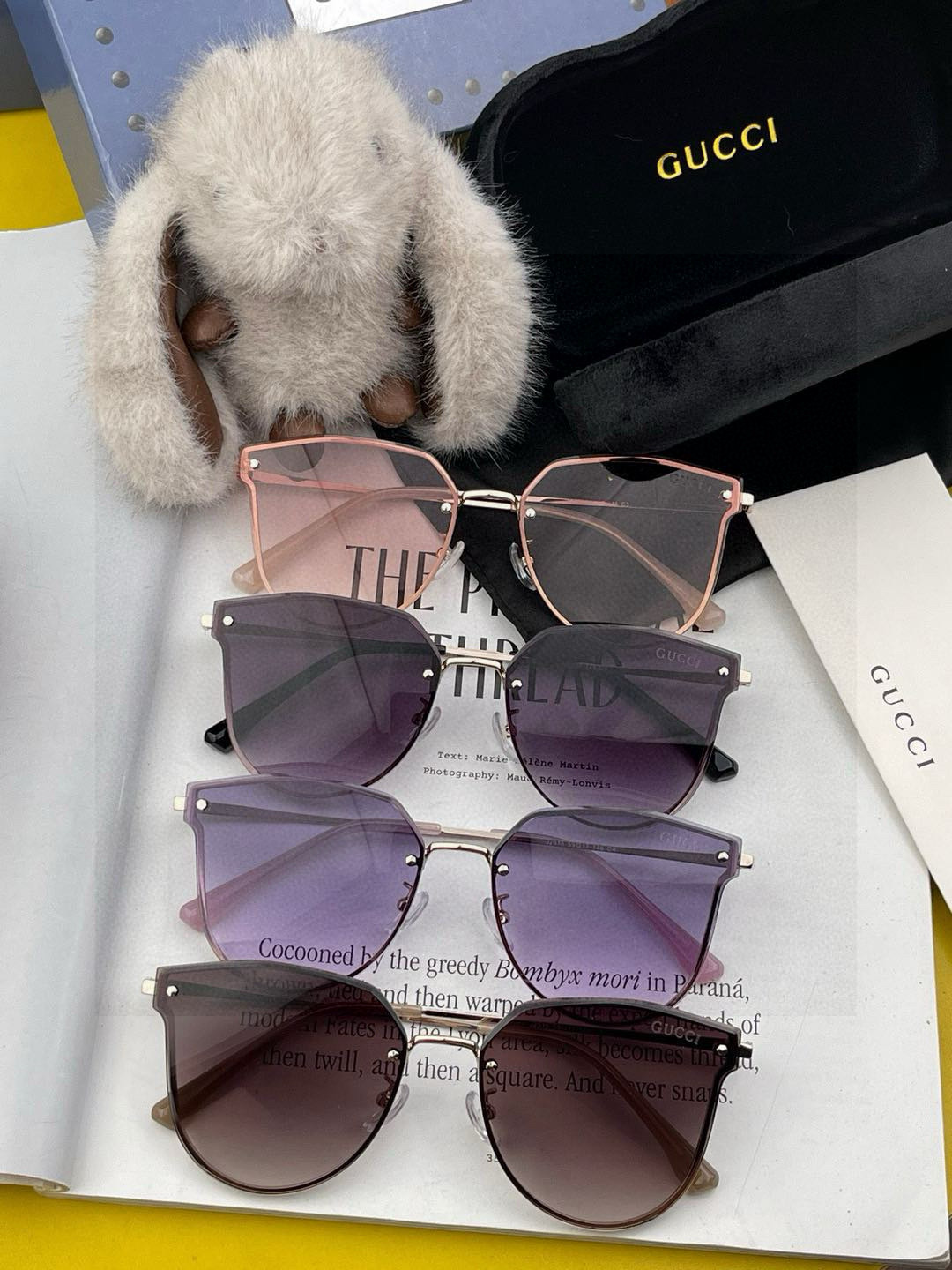 GUCCI 2025开春新款 最新款无框太阳镜 各路网红纷纷带起气场满分‼️ 俏皮甜美.上脸效果更佳.金