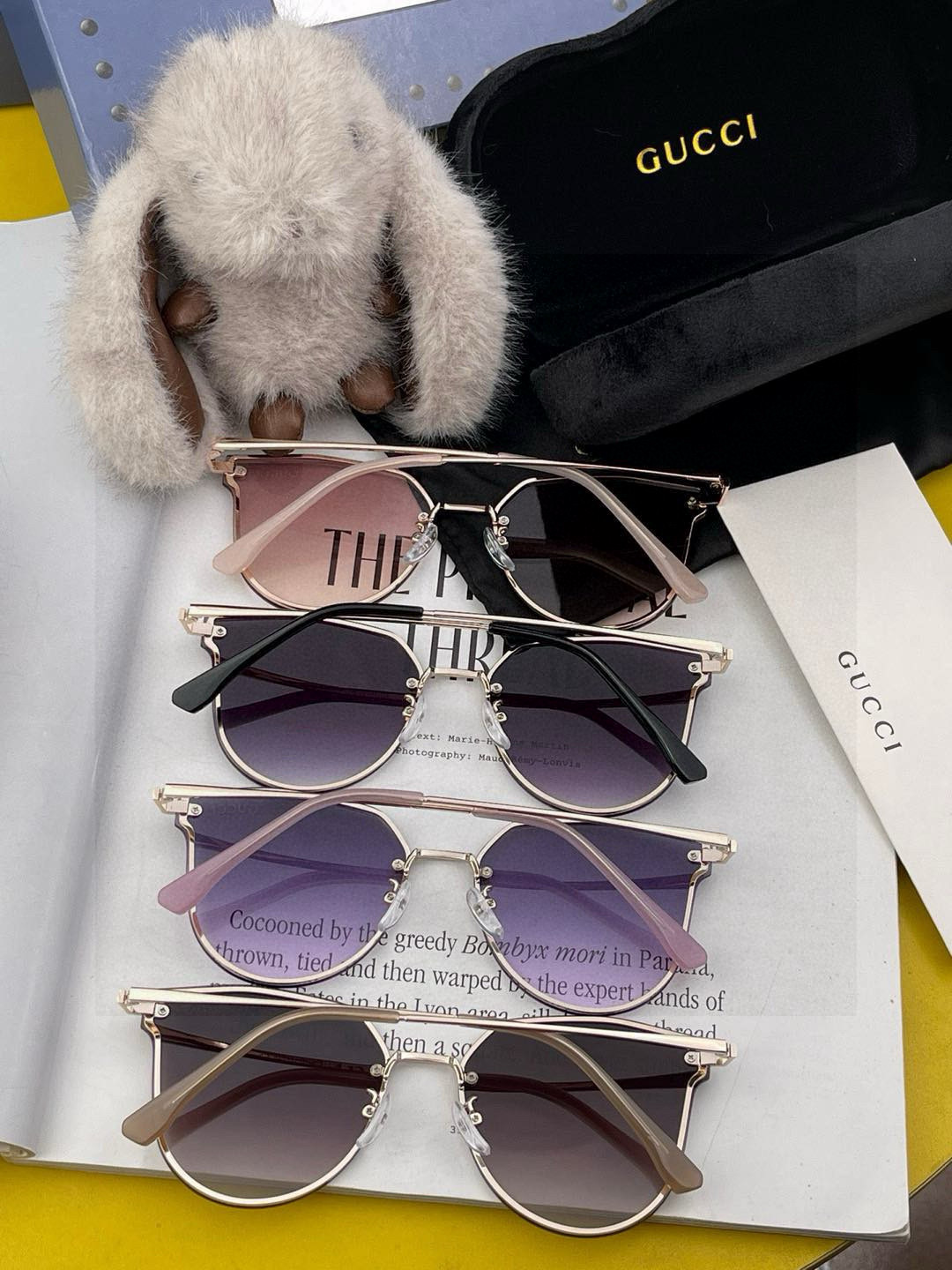 GUCCI 2025开春新款 最新款无框太阳镜 各路网红纷纷带起气场满分‼️ 俏皮甜美.上脸效果更佳.金