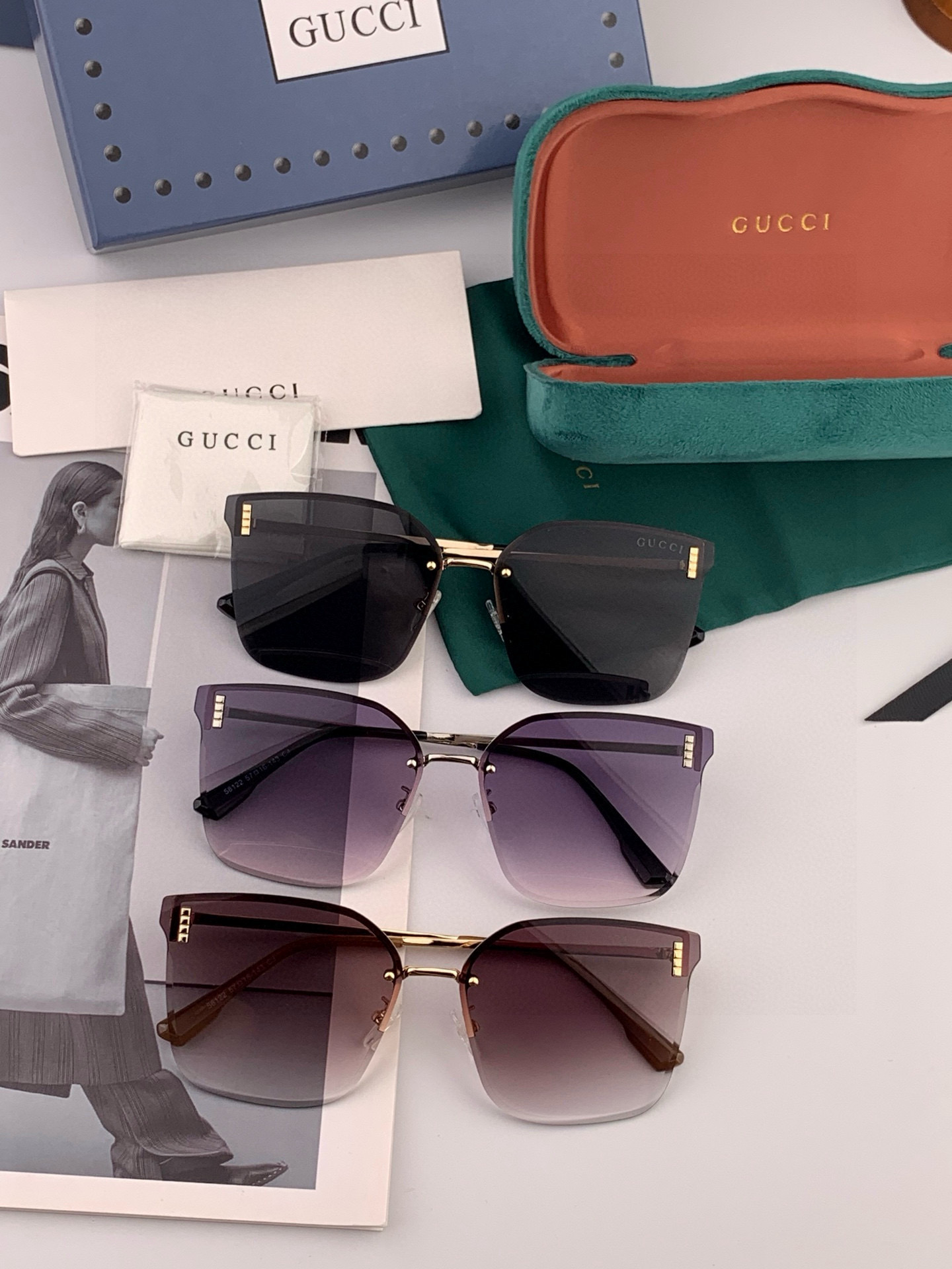 GUCCI 2025开春新款 最新款无框太阳镜 各路网红纷纷带起气场满分‼️ 俏皮甜美.上脸效果更佳.金