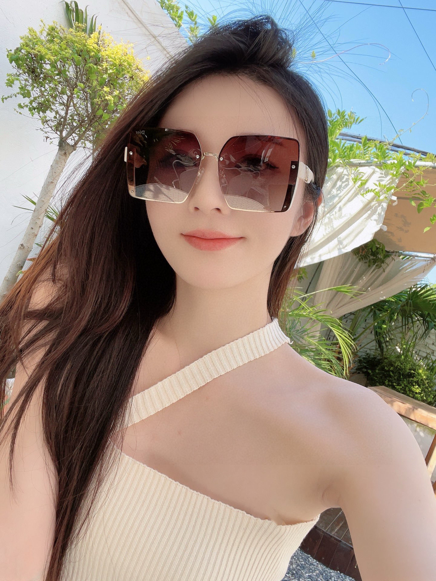 DIOR 2025新款女士方框太阳眼镜 开车墨镜 新款金属无框太阳镜 时尚大方 舒适轻盈 精致奢华 超轻