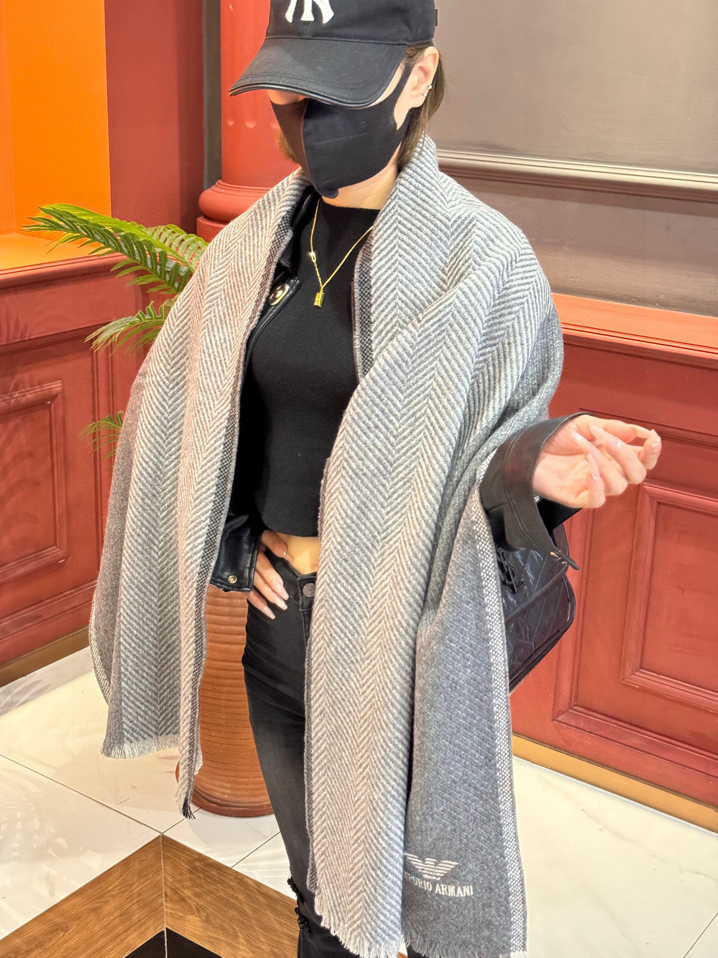 EMPORIO ARMANI。EA阿玛尼。秋冬新品，男士羊绒围巾。，无敌贴身质感，弹力极好，超级搭配王，