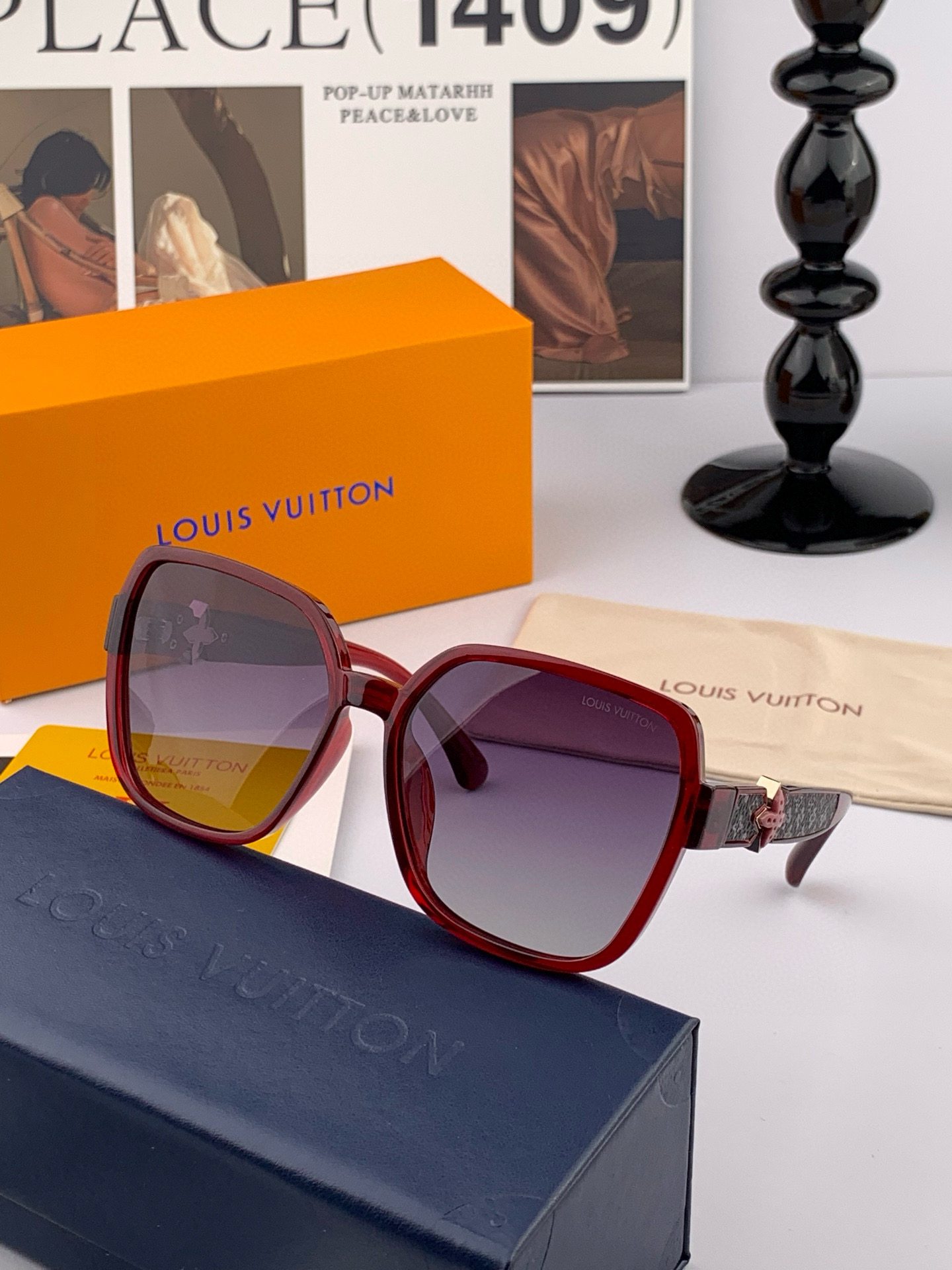 【TR偏光系列】lv大框太阳镜墨镜经典的方框设计，不挑脸型，无论搭配大衣还是连衣裙都非常显气质偏光镜片预