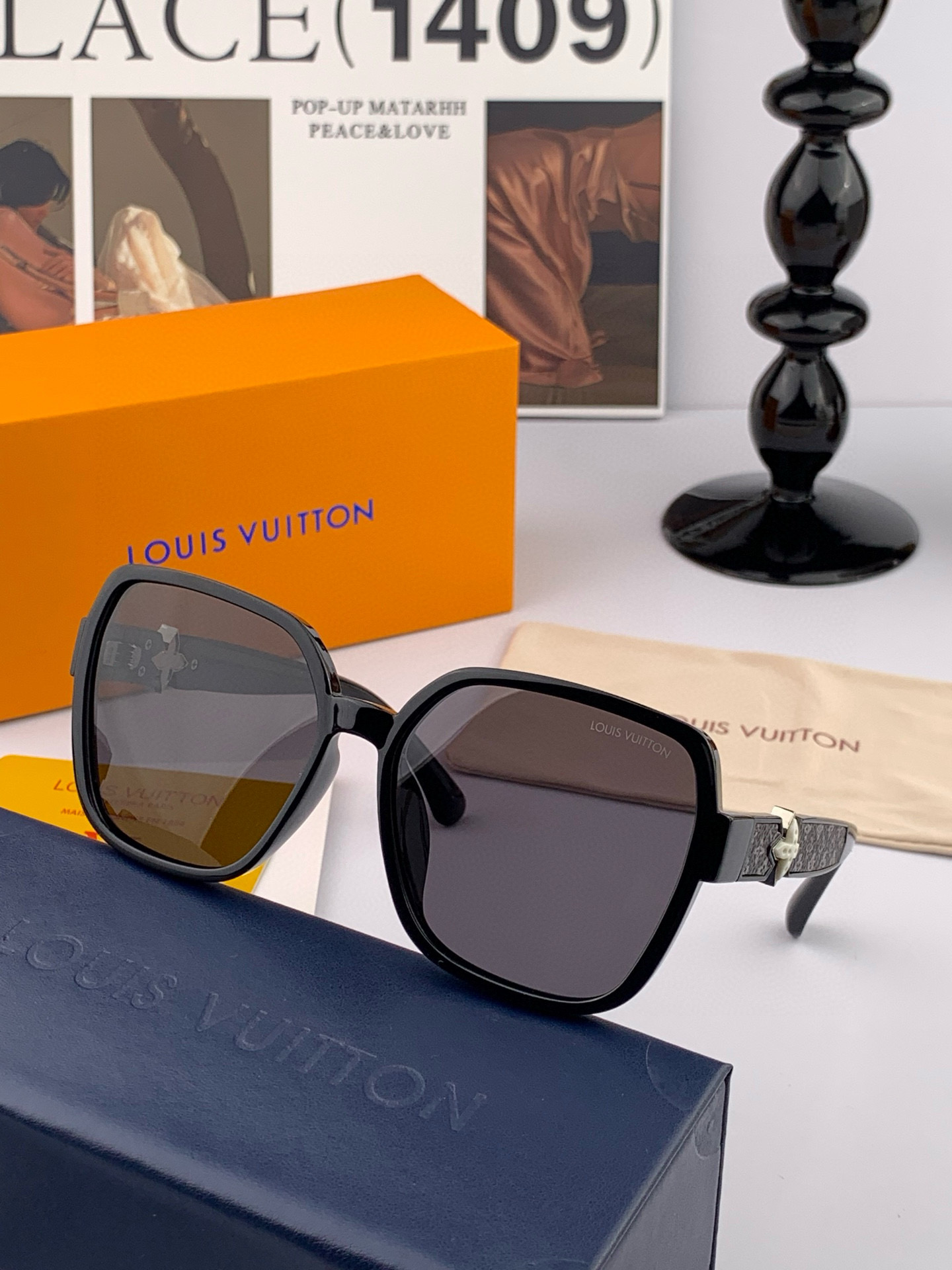 【TR偏光系列】lv大框太阳镜墨镜经典的方框设计，不挑脸型，无论搭配大衣还是连衣裙都非常显气质偏光镜片预