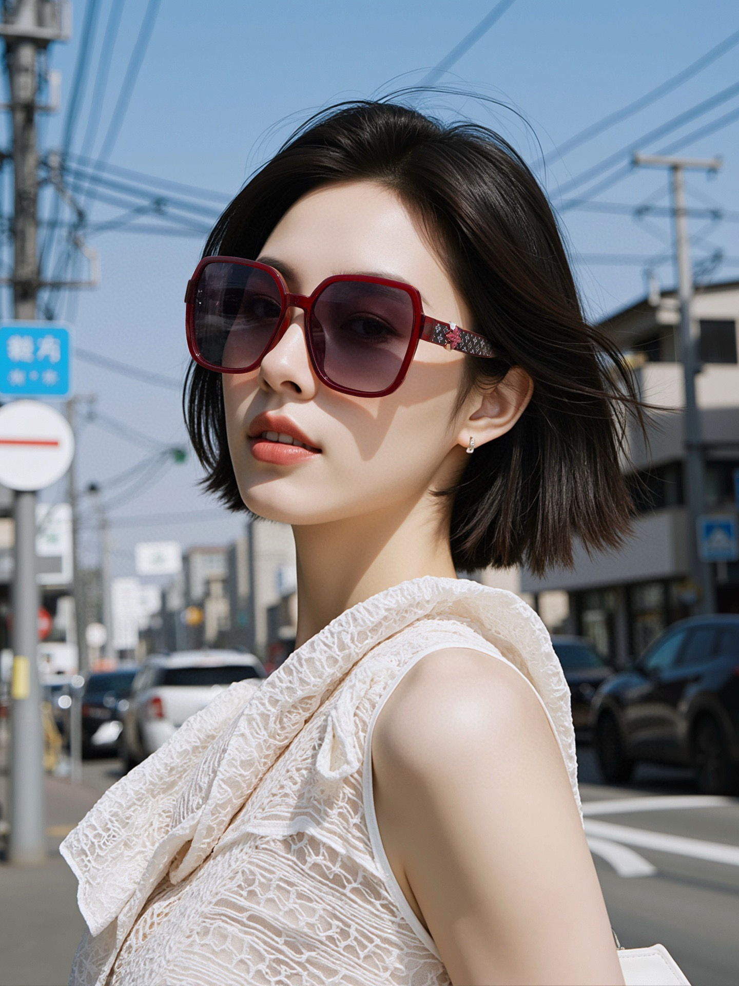 【TR偏光系列】lv大框太阳镜墨镜经典的方框设计，不挑脸型，无论搭配大衣还是连衣裙都非常显气质偏光镜片预