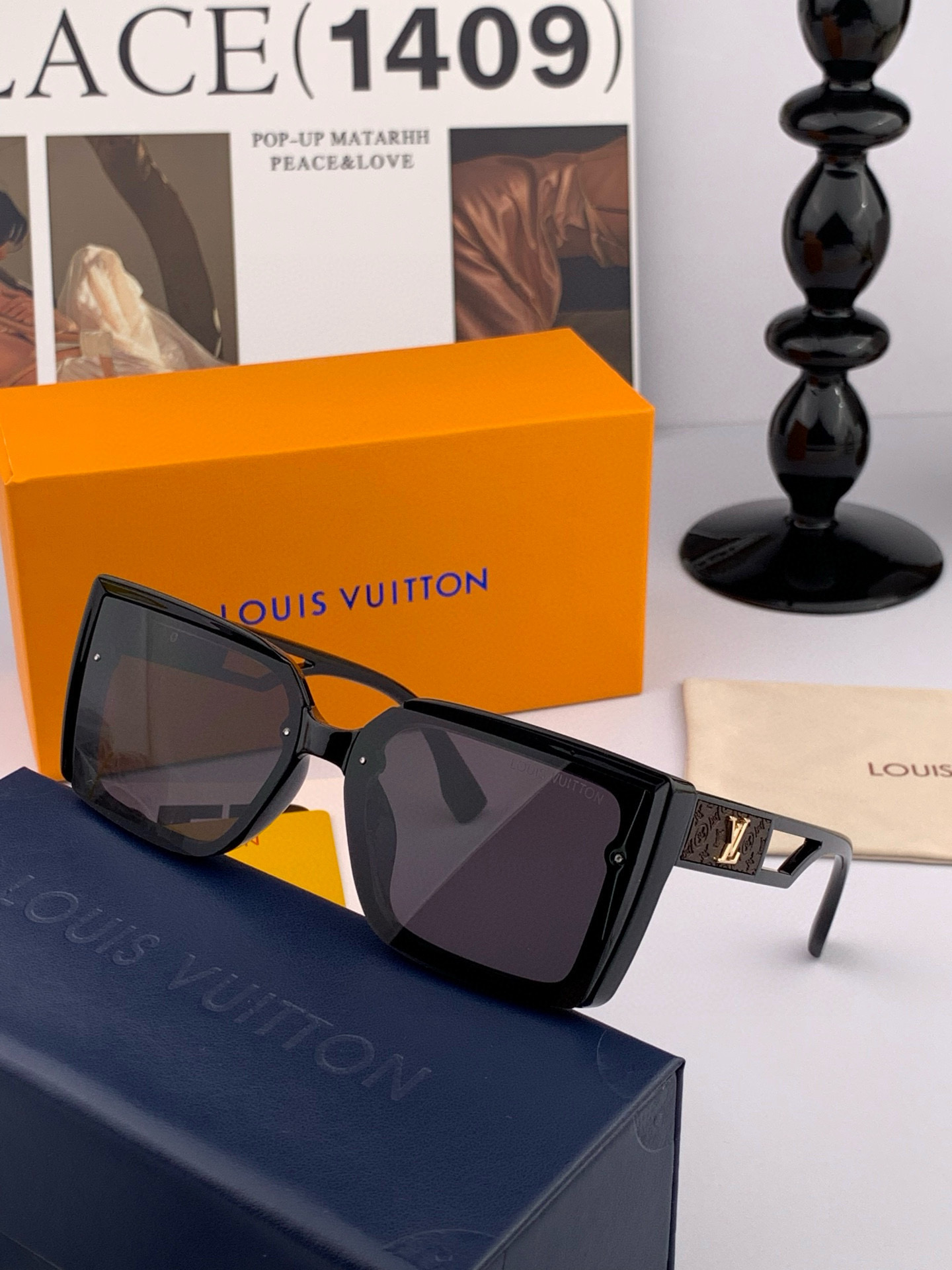 【TR偏光系列】lv大框太阳镜墨镜经典的方框设计，不挑脸型，无论搭配大衣还是连衣裙都非常显气质偏光镜片预