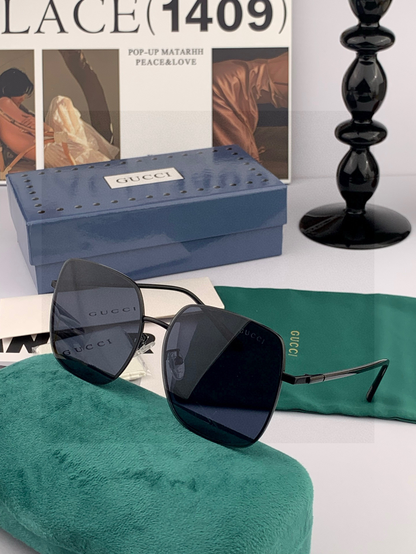 GUCCI 男款炫彩飞行员偏光太阳镜 ❤️材质：高清尼龙加厚卡槽高清偏光镜片 🌹无边框镜架💕颜👍型号：G