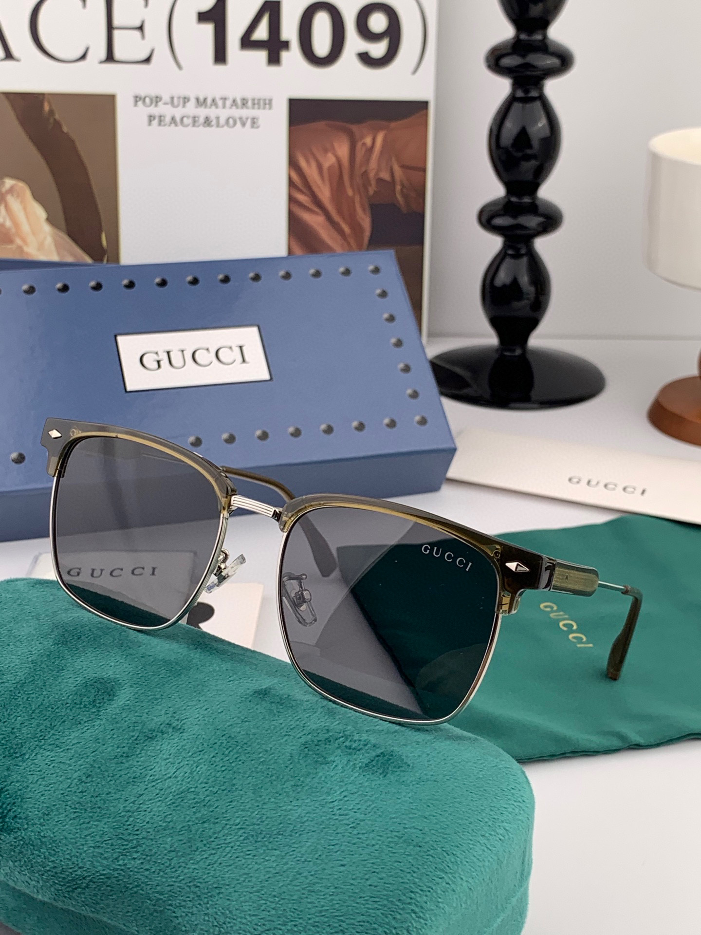 🔺 【GUCCI-偏光太阳镜】2025开春新款 潮流爆款 时尚方框偏光太阳镜 高品质 佩戴舒适 网红潮款