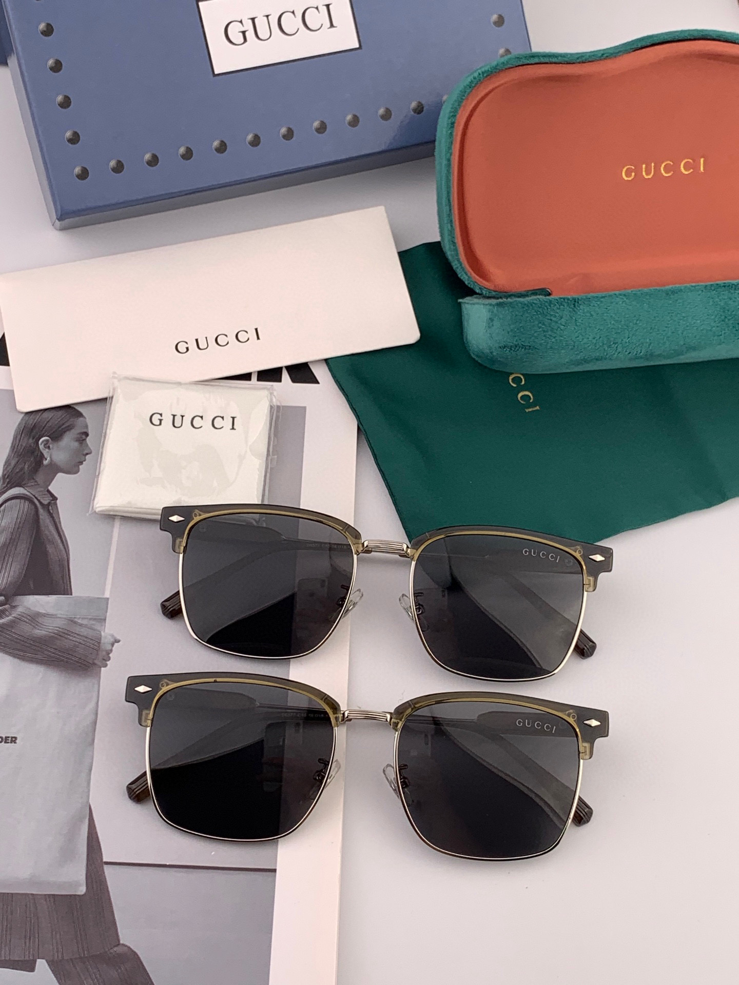 🔺 【GUCCI-偏光太阳镜】2025开春新款 潮流爆款 时尚方框偏光太阳镜 高品质 佩戴舒适 网红潮款