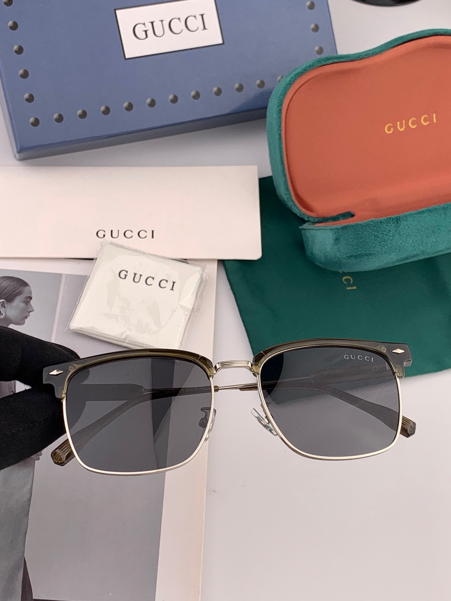 🔺 【GUCCI-偏光太阳镜】2025开春新款 潮流爆款 时尚方框偏光太阳镜 高品质 佩戴舒适 网红潮款