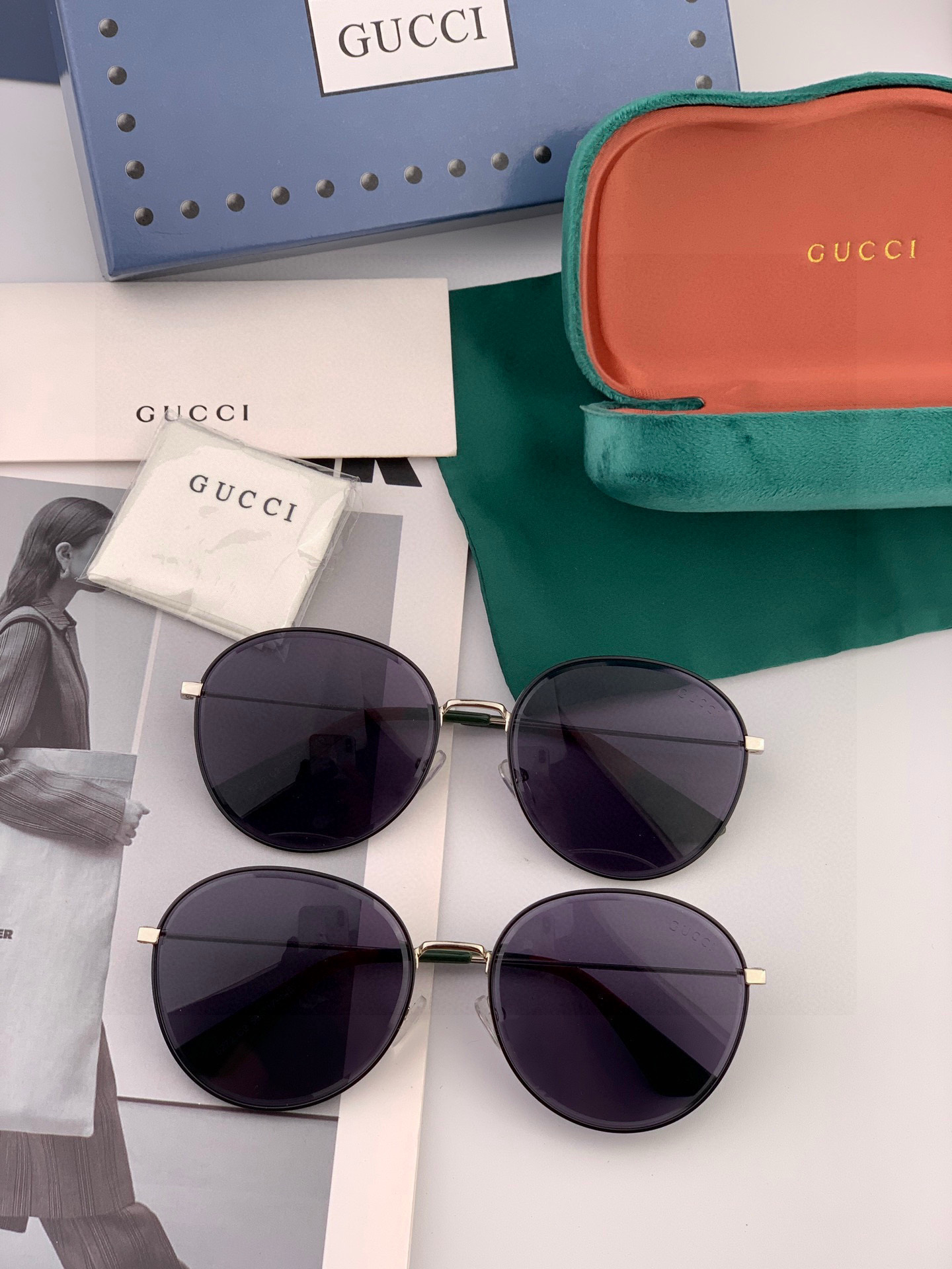 GUCCI 新款尼龙偏光太眼镜，无框钻石 切边更有质感，大气女人范儿，大脸小脸都好看 ！型号：G0299