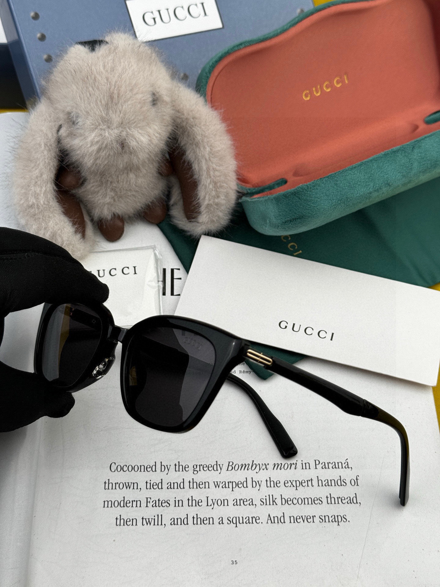 🔺 【GUCCI】2025开春新款 潮流爆款 时尚折叠方框尼龙偏光太阳镜 高品质 佩戴舒适 网红潮款墨镜